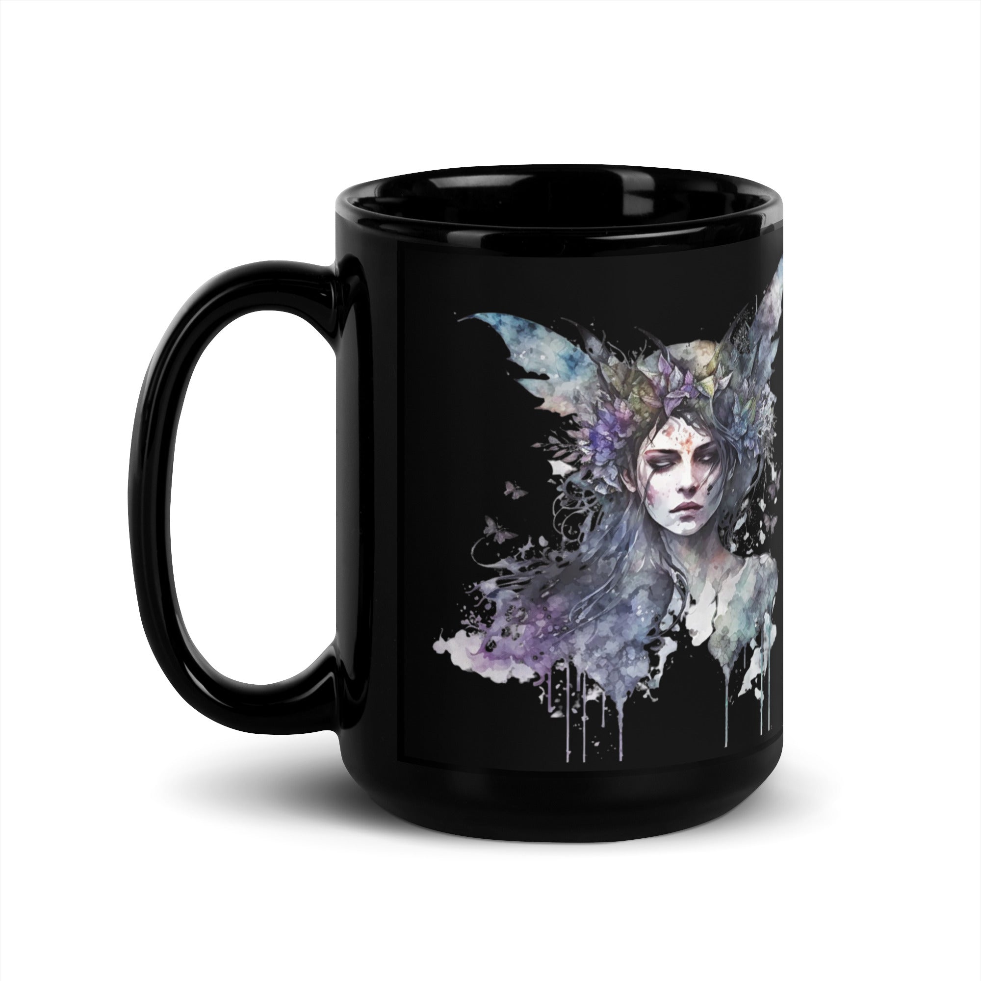 Dark Academia, Dark Fairy Mug, Fairy Wings Ceramic Coffee Mug, Goth Fairy