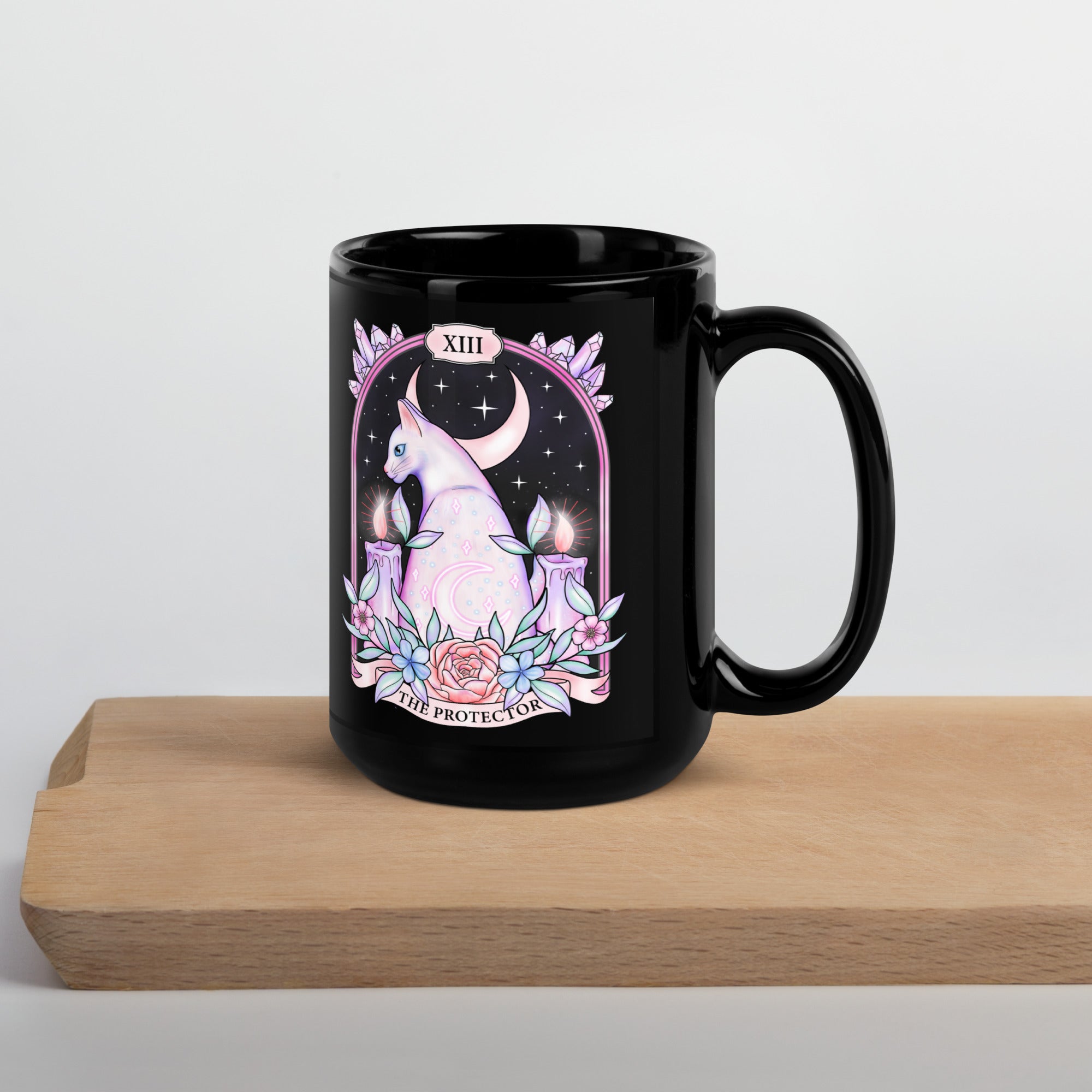 Pastel Goth Kitty Tarot Mug, Cat Tarot Card Coffee Mug, Soft Grunge, Witchy, Goth Ceramic Mug