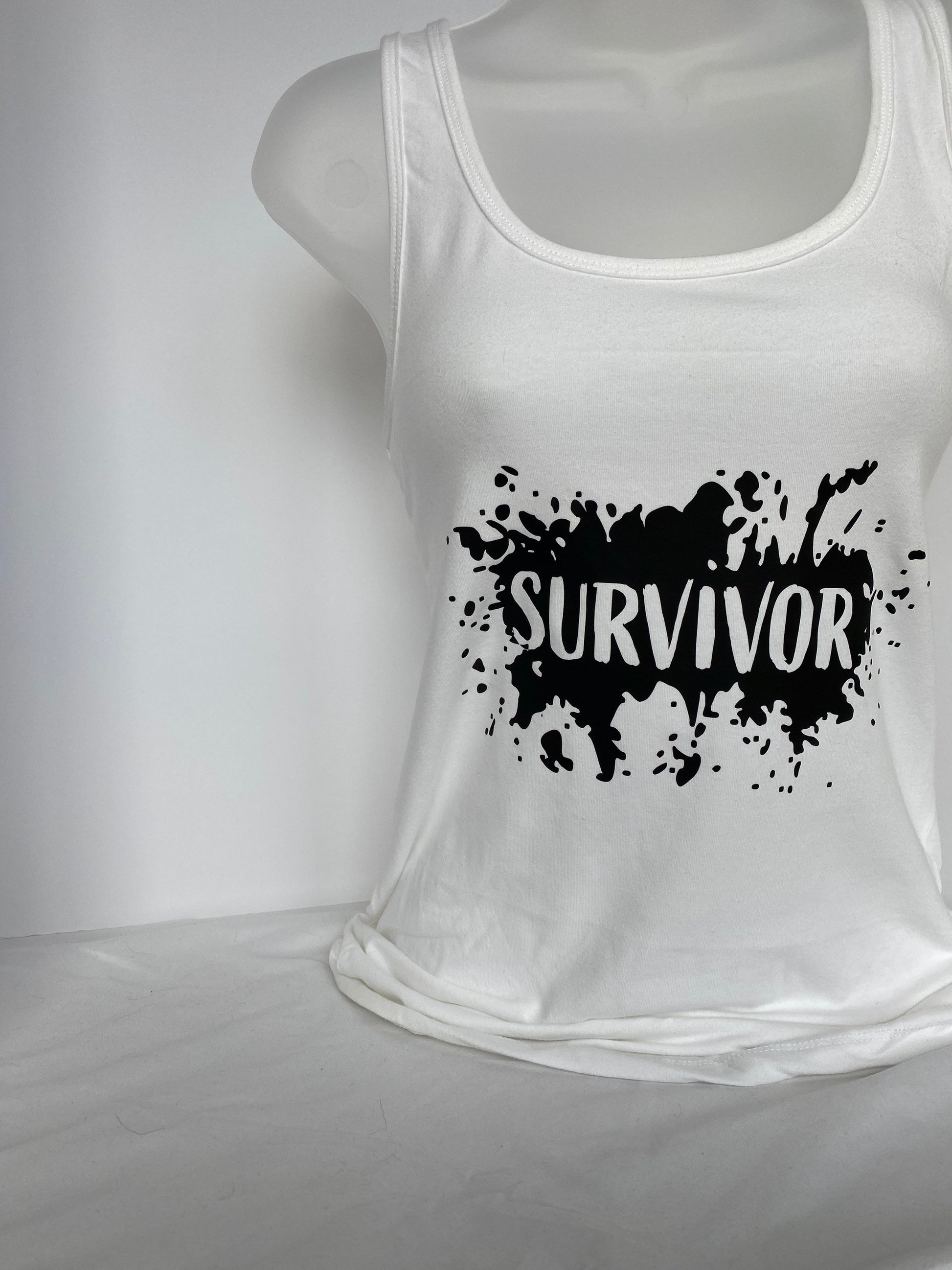 Survivor Abstract Tank, T-shirt, Hoodie, or Tote, Graphic Shirt, Black and White