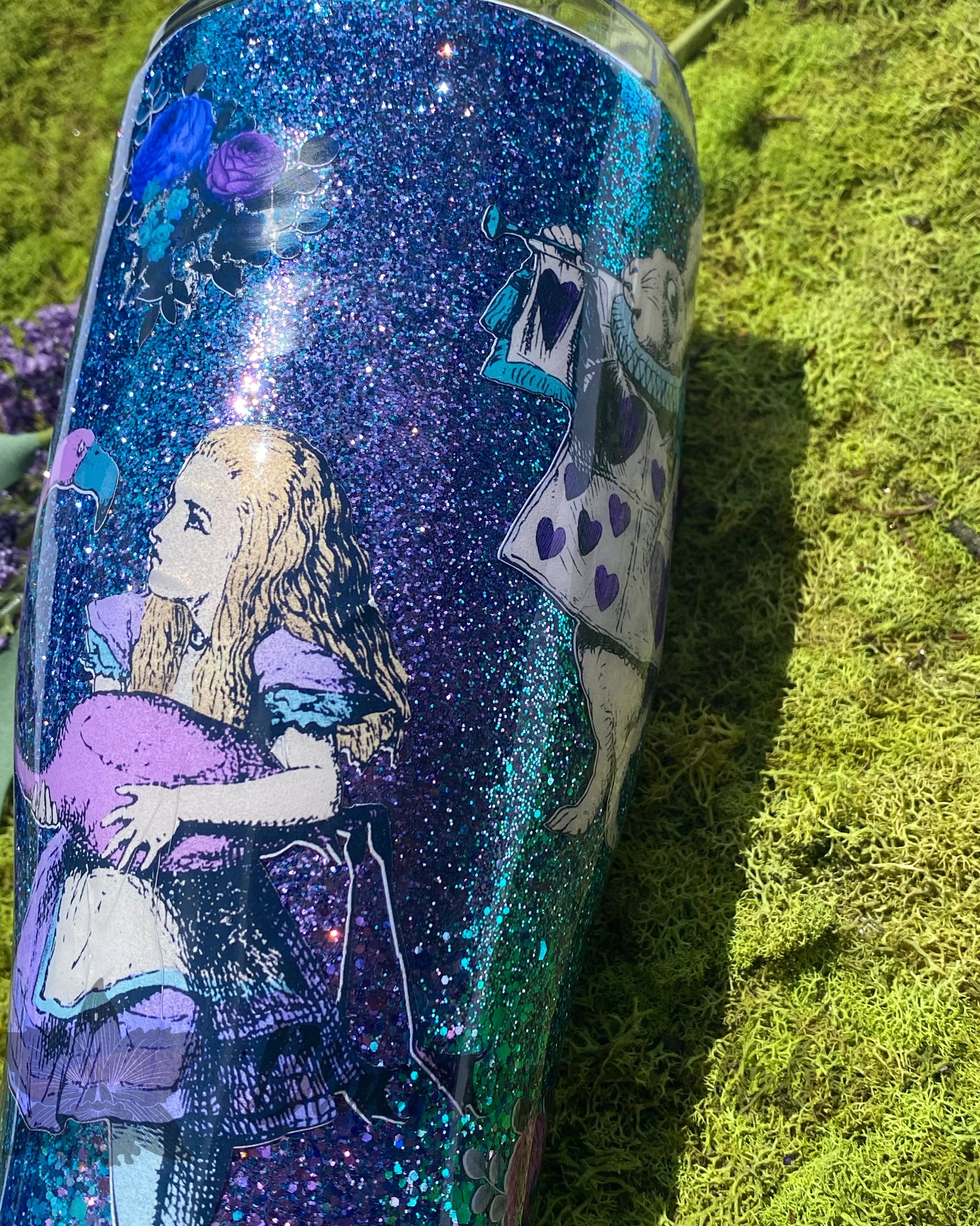 Dark Alice Glitter Tumbler, Alice in Wonderland, Mad Hatter, Travel Mug, Alice in Wonderland, Cheshire Cat, Water Bottle, Classic Alice