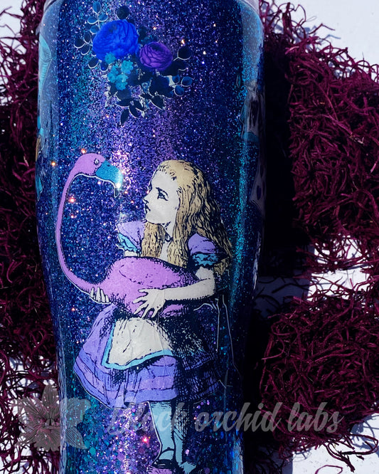 Dark Alice Glitter Tumbler, Alice in Wonderland, Mad Hatter, Travel Mug, Alice in Wonderland, Cheshire Cat, Water Bottle, Classic Alice