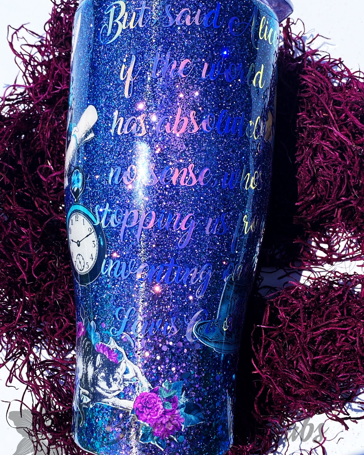 Dark Alice Glitter Tumbler, Alice in Wonderland, Mad Hatter, Travel Mug, Alice in Wonderland, Cheshire Cat, Water Bottle, Classic Alice