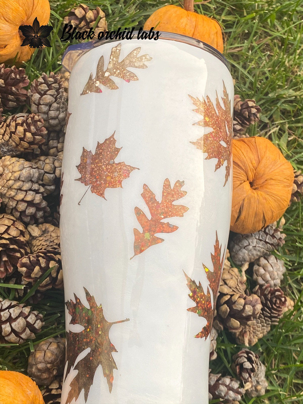 Fall Leaves Glitter Tumbler, Autumn, Fall Lover Drink Tumbler, Autumn Leaves Travel Mug, Fall Glitter Water Bottle