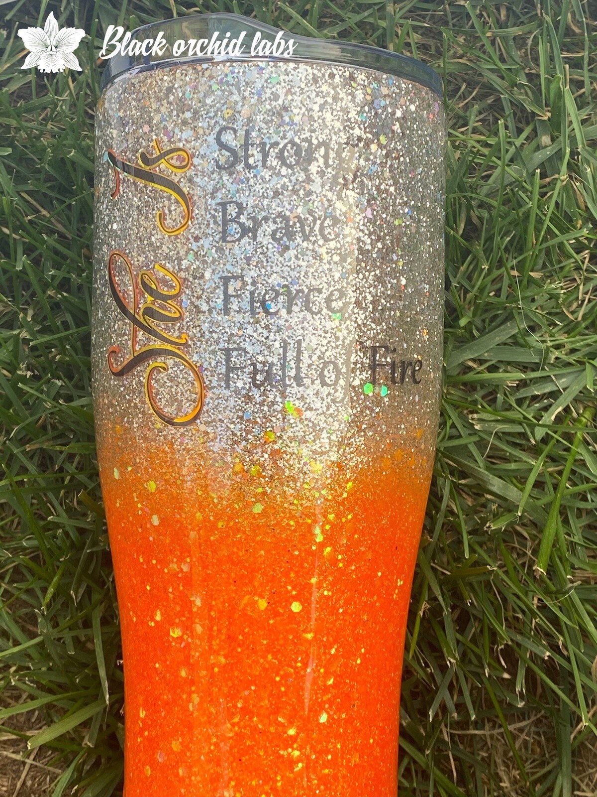 Girl on Fire Glitter Ombre Tumbler, Girl Power Travel Mug, Positivity, Empowerment, Feminism Water Bottle, Free Shipping