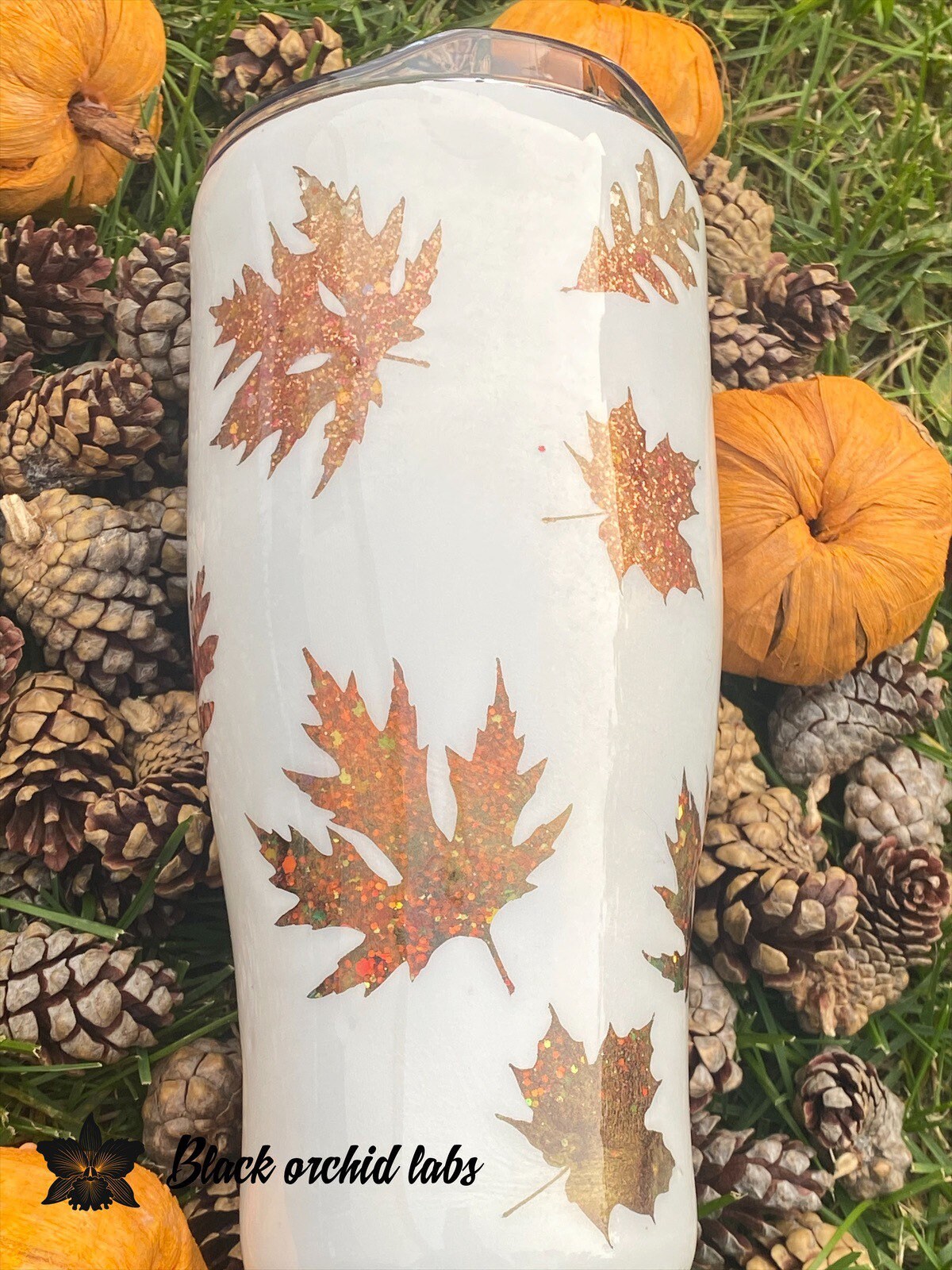 Fall Leaves Glitter Tumbler, Autumn, Fall Lover Drink Tumbler, Autumn Leaves Travel Mug, Fall Glitter Water Bottle