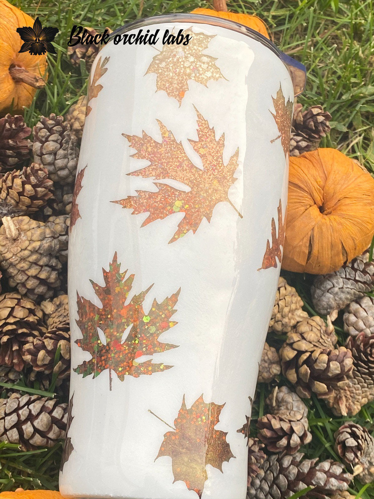 Fall Leaves Glitter Tumbler, Autumn, Fall Lover Drink Tumbler, Autumn Leaves Travel Mug, Fall Glitter Water Bottle