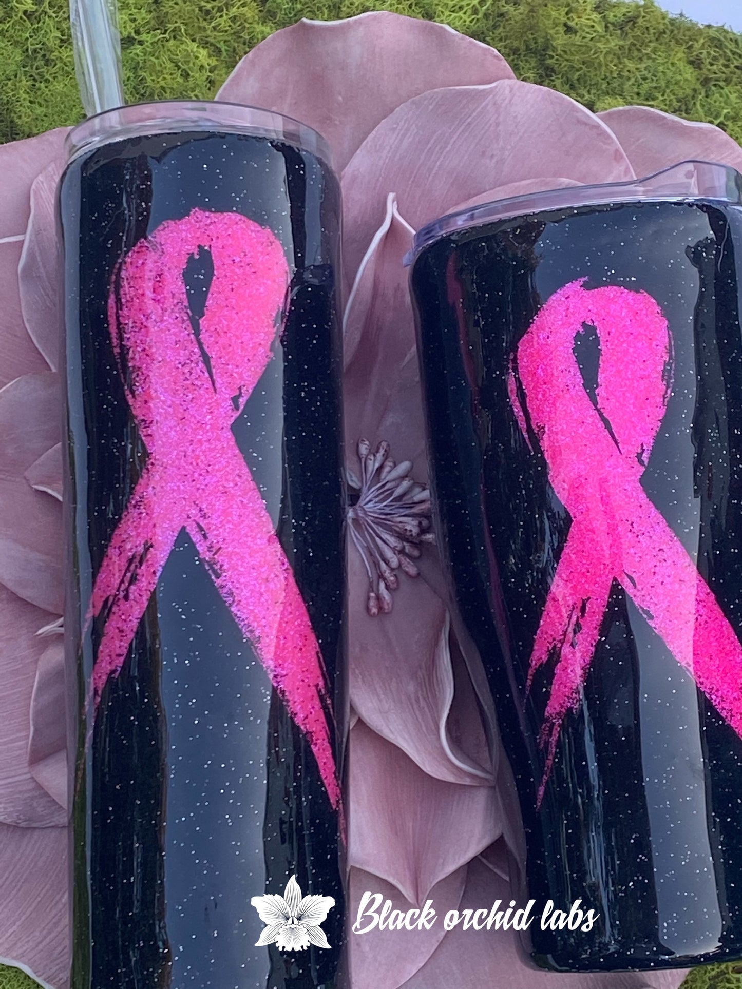 Breast Cancer Awareness Glitter Tumbler, Survivor Gift, Travel Mug, Breast Cancer, Survivor, Water Bottle