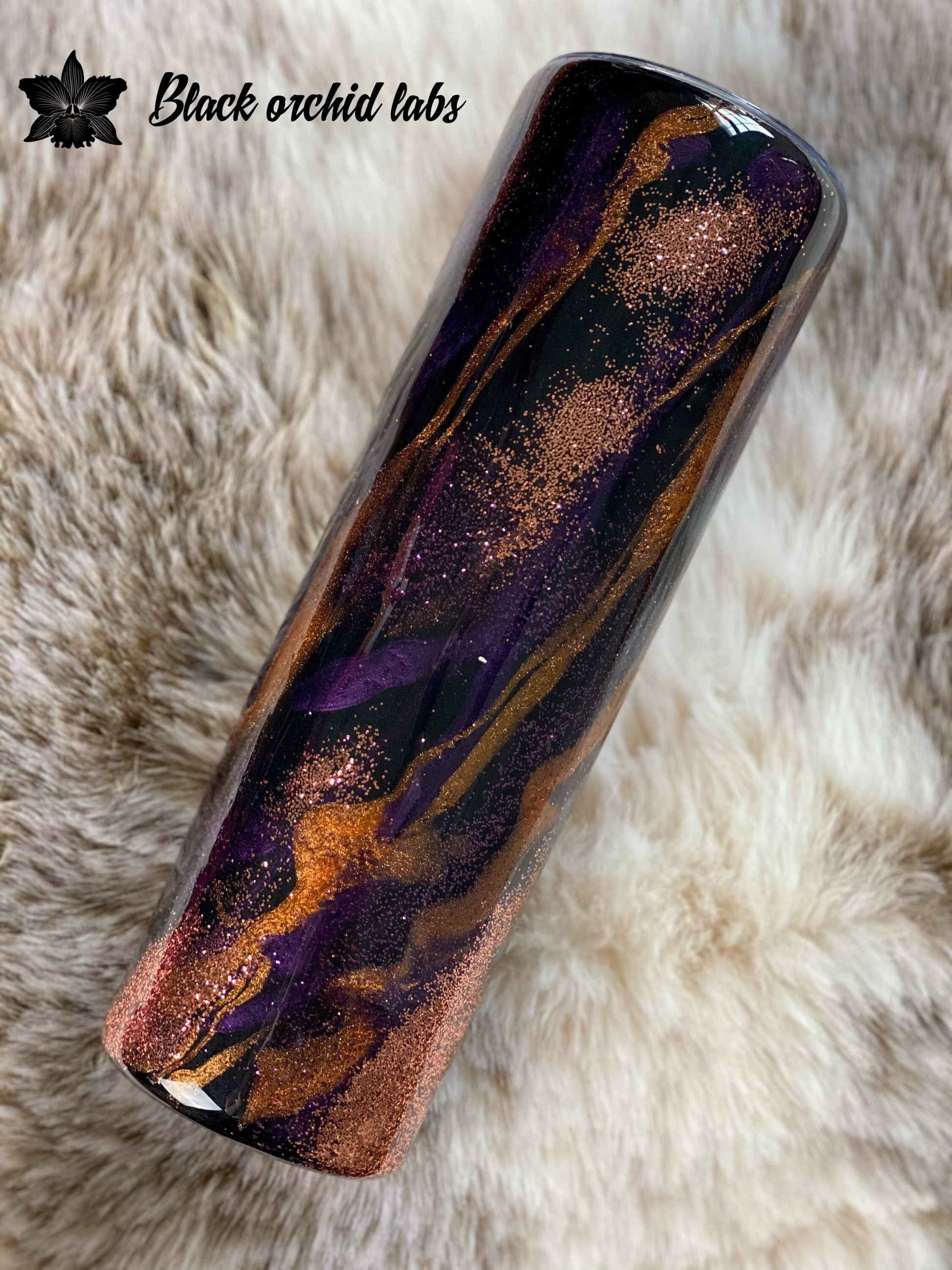Purple and Copper Marble Glitter Tumbler, Marble Travel Mug, Elegant Gift, Water Bottle