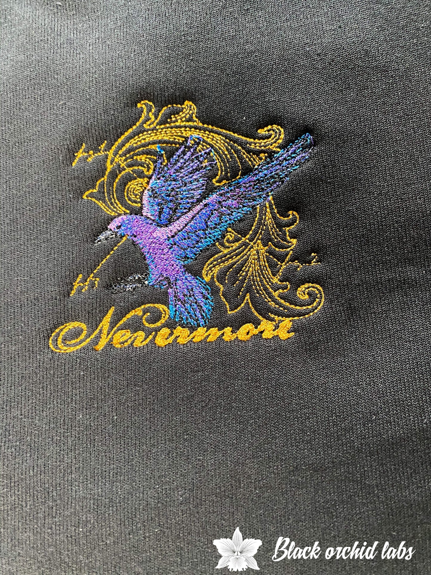 Nevermore Raven Embroidered Hoodie, Sponge Fleece Ultra Soft, Edgar Allan Poe, Reader Gift, Goth Gift, Steampunk, gothic
