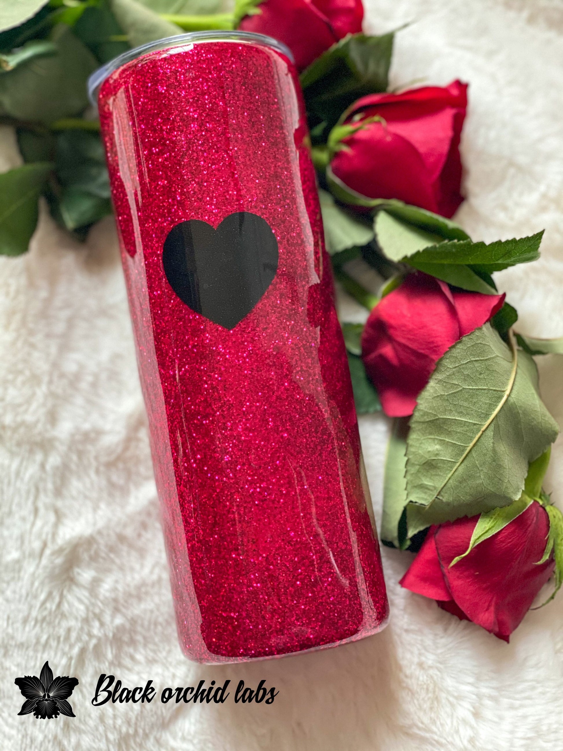 Heart Cameo Glitter Tumbler, Red Glitter Travel Mug, Love Tumbler, Dark Heart Water Bottle, Dark Valentine Water Bottle, Valentine Gift