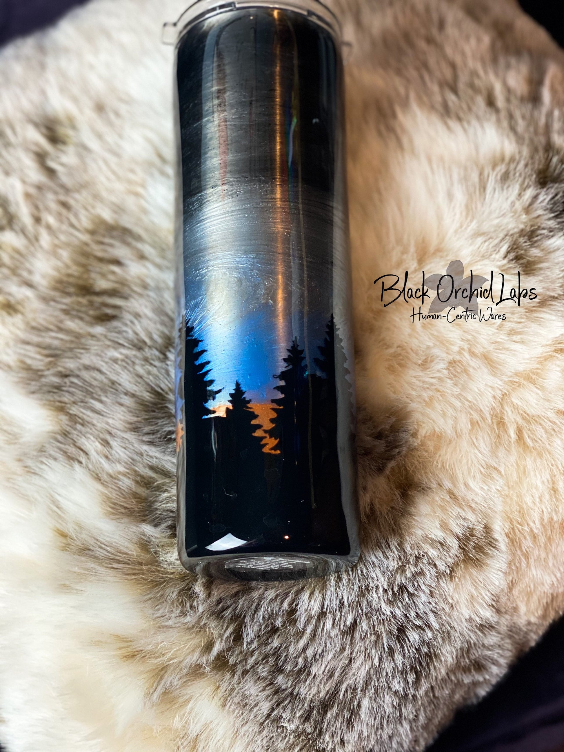 Goodnight Forest Tumbler, Nature Lover Travel Coffee Mug, Forest Scene, Arborist Gift, Tree Lover, Night Forest, Night Sky Water Bottle