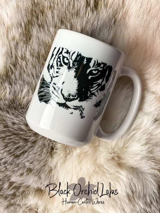 Tiger Ceramic Coffee Mug, Inspiring Message, Coffee Cup, Slay