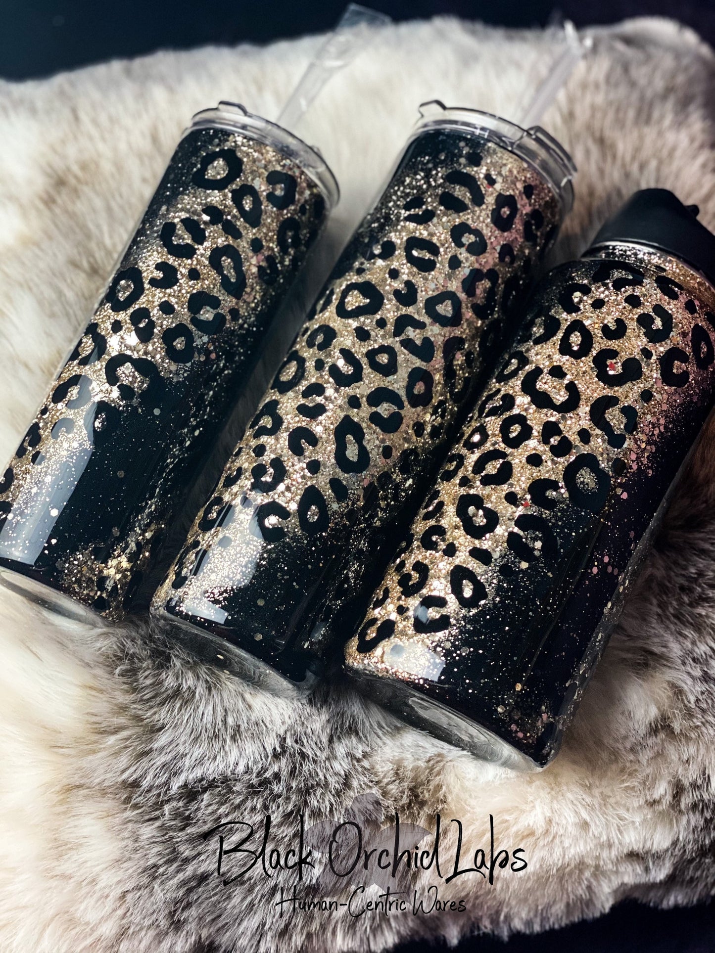 Leopard Print Glitter Tumbler, Cheetah Print Travel Mug, Animal Print Water Bottle