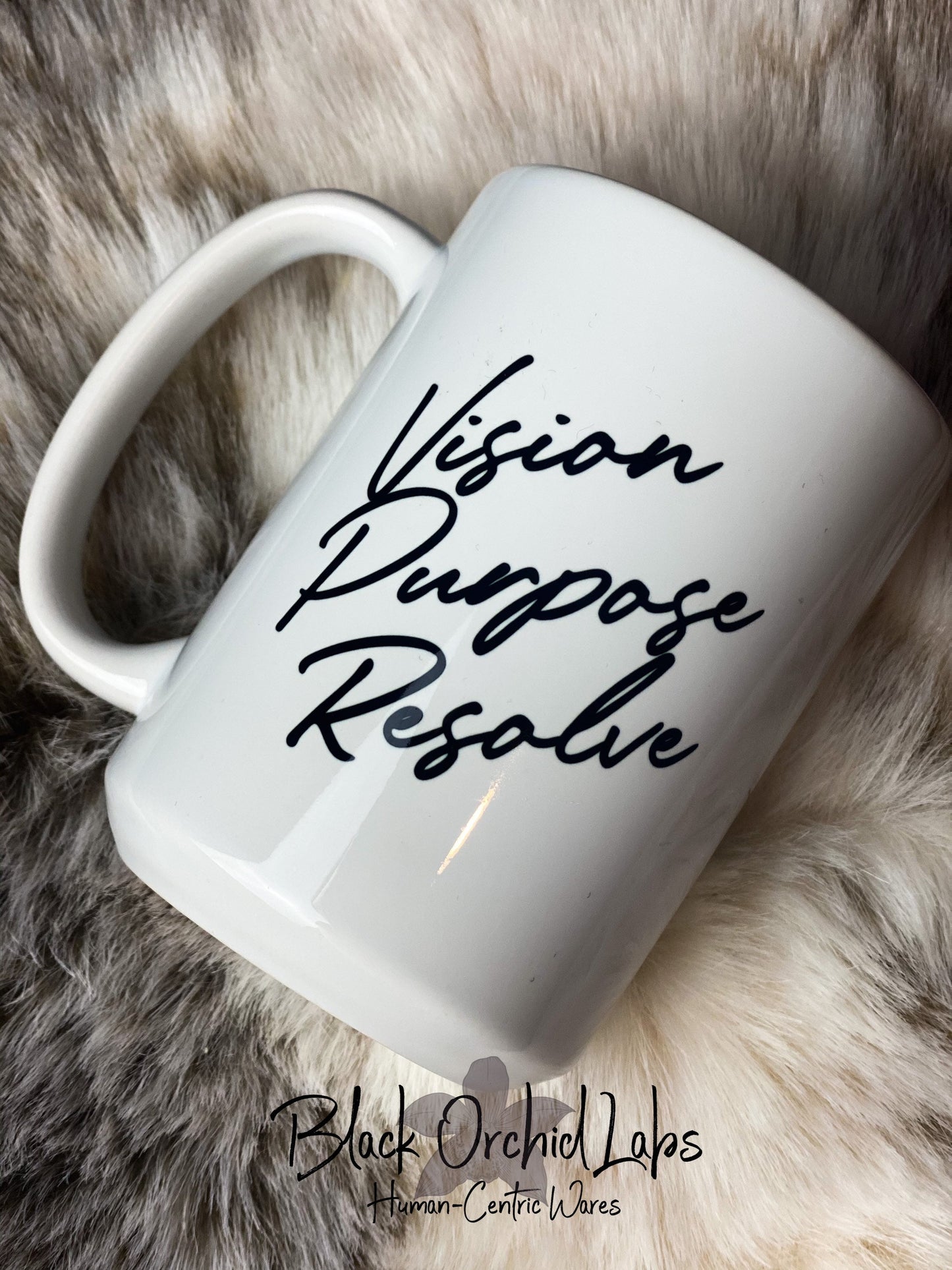 Raven Ceramic Coffee Mug, Inspiring Message, Coffee Cup, Vision, Purpose, Resolve