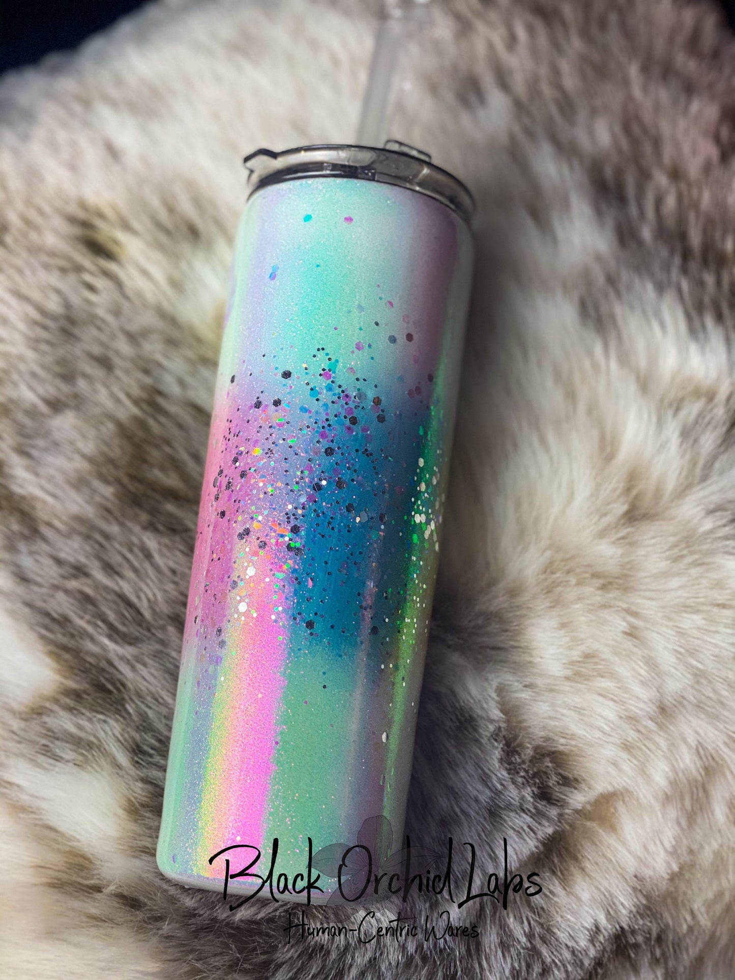 Rainbow Leopard Tumbler, Colorful Cheetah Print Travel Mug, Holographic Water Bottle