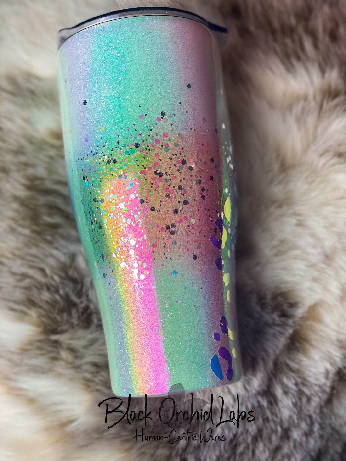 Rainbow Leopard Tumbler, Colorful Cheetah Print Travel Mug, Holographic Water Bottle