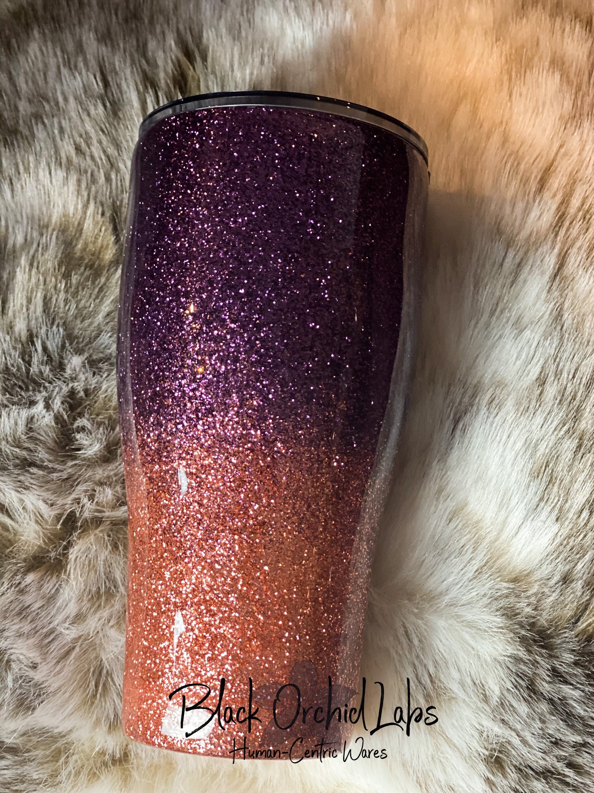 Purple and Copper Glitter Ombré Stainless Tumbler, Individuality travel mug, Be You Inspirational Water Bottle