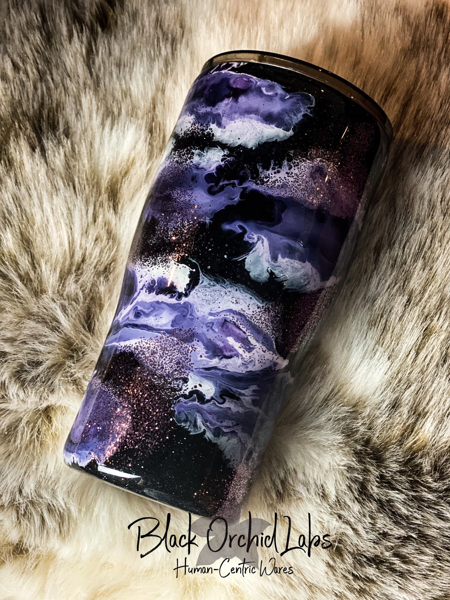 Purple Abstract Glitter Swirl Tumbler, Artistic Travel Mug, Gift for artist