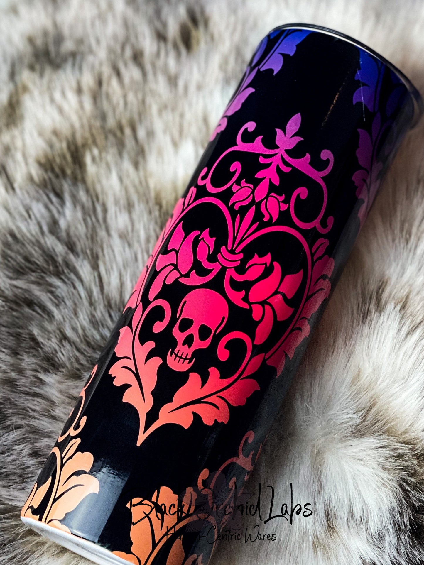 Skull Damask Ombré Tumbler, Dark academia Skull Pattern Travel Mug, Skull Print, neon skull, minimalist, Tumbler