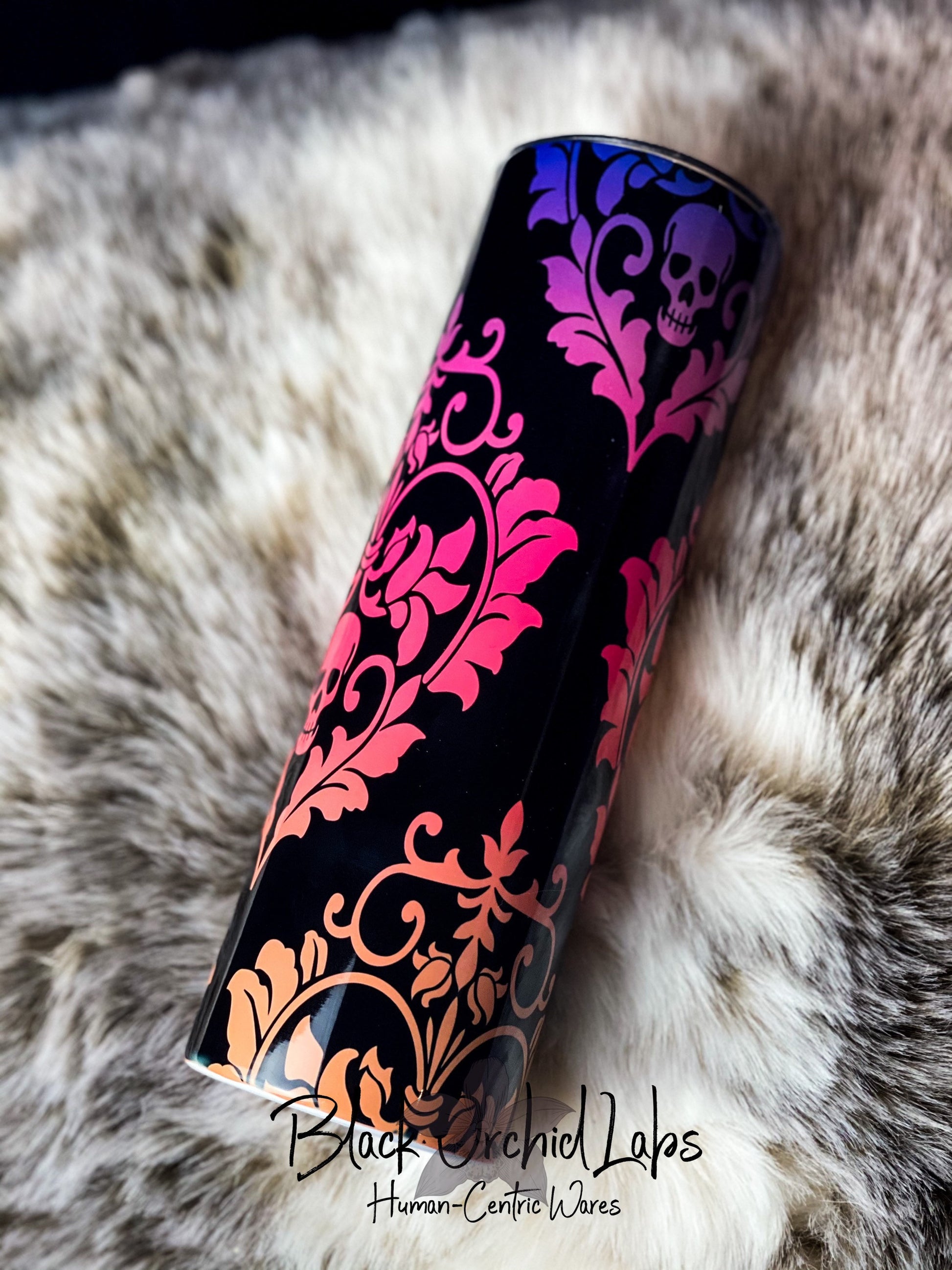 Skull Damask Ombré Tumbler, Dark academia Skull Pattern Travel Mug, Skull Print, neon skull, minimalist, Tumbler