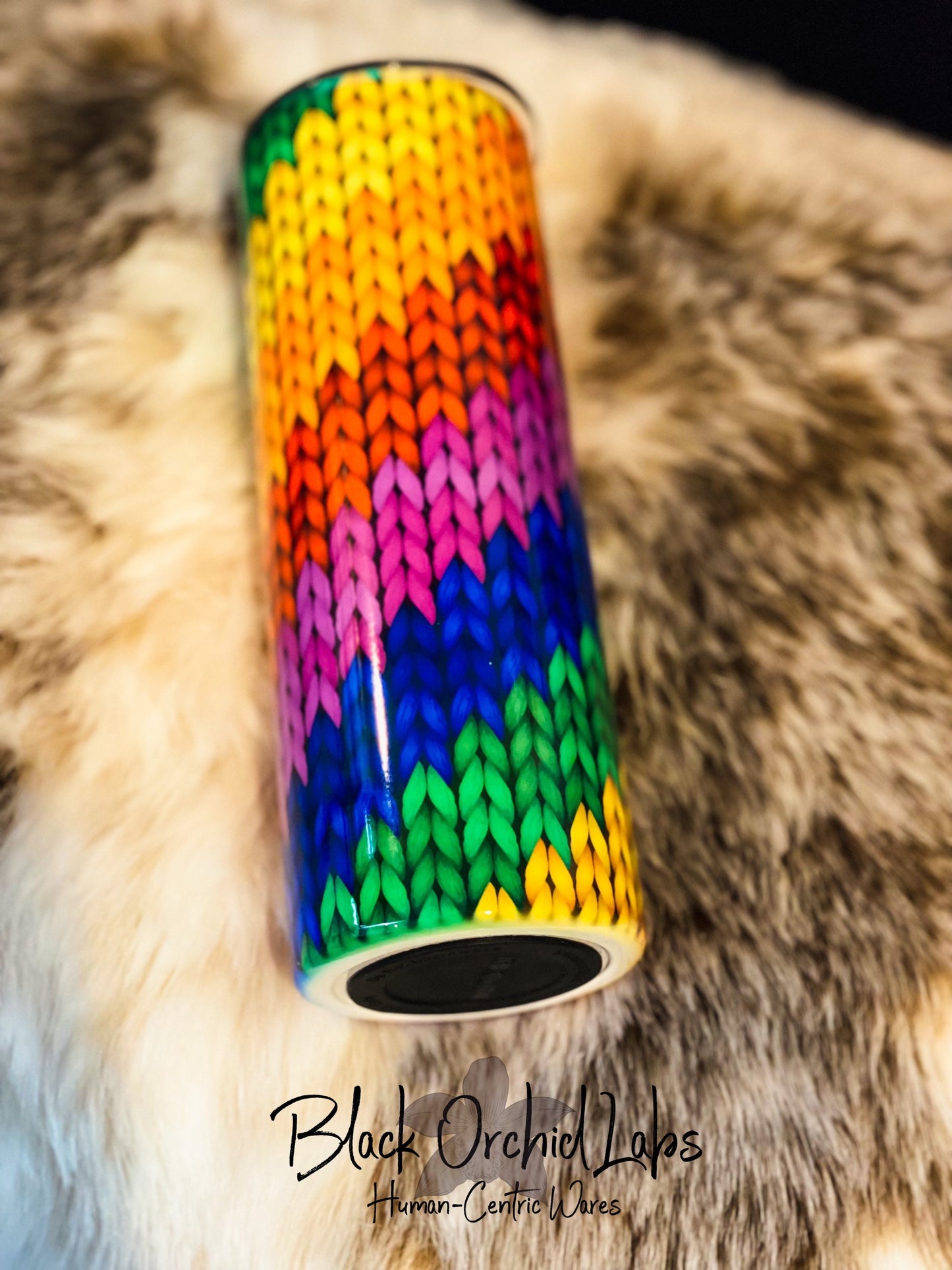 Rainbow chunky crotchet tumbler, personalized tumbler, gift for her, minimalist, rainbow pride