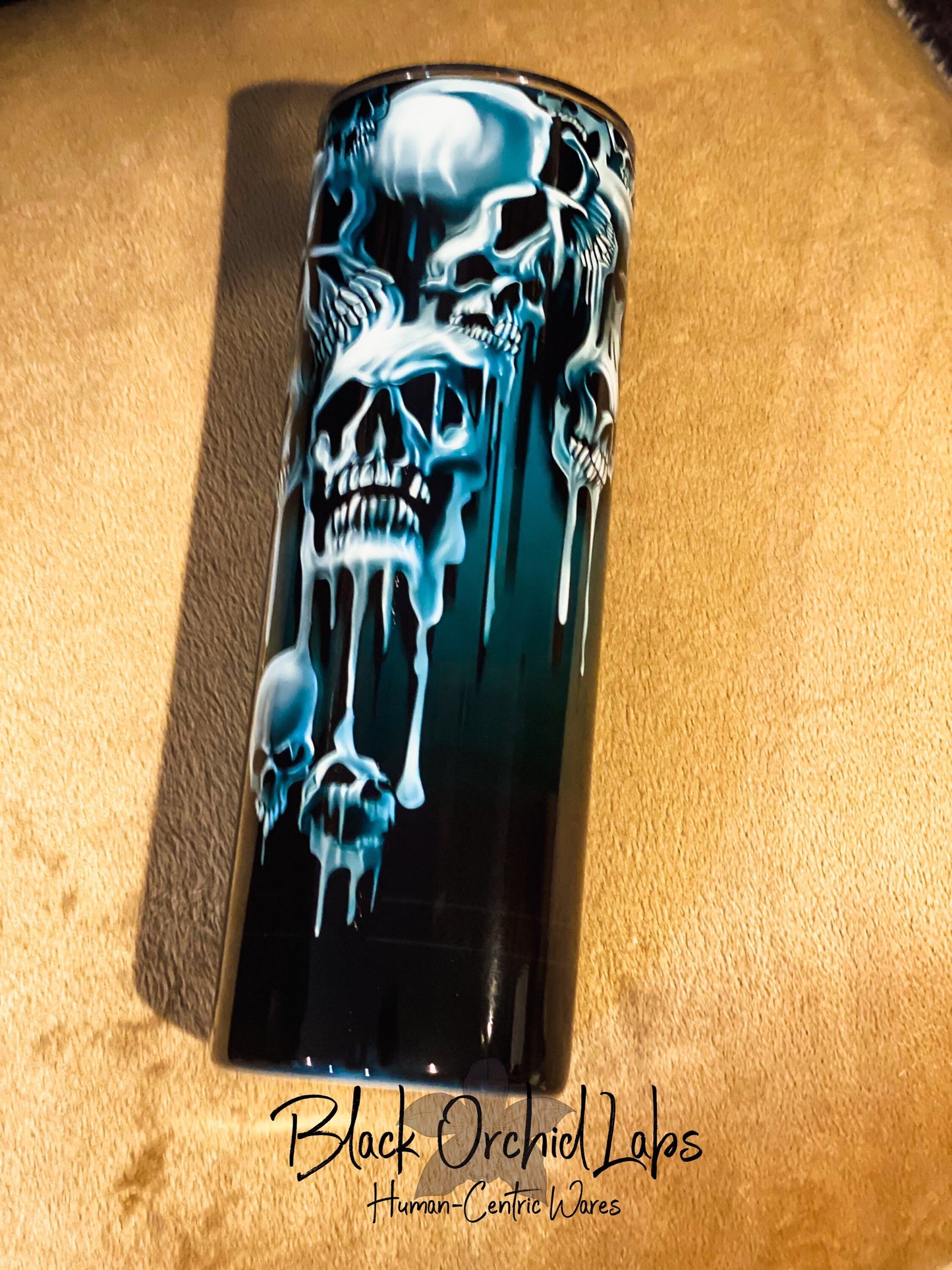 Skull Goth Tumbler, Gift for him, Biker Gift, Dripping skull, minimalist, Skull travel mug