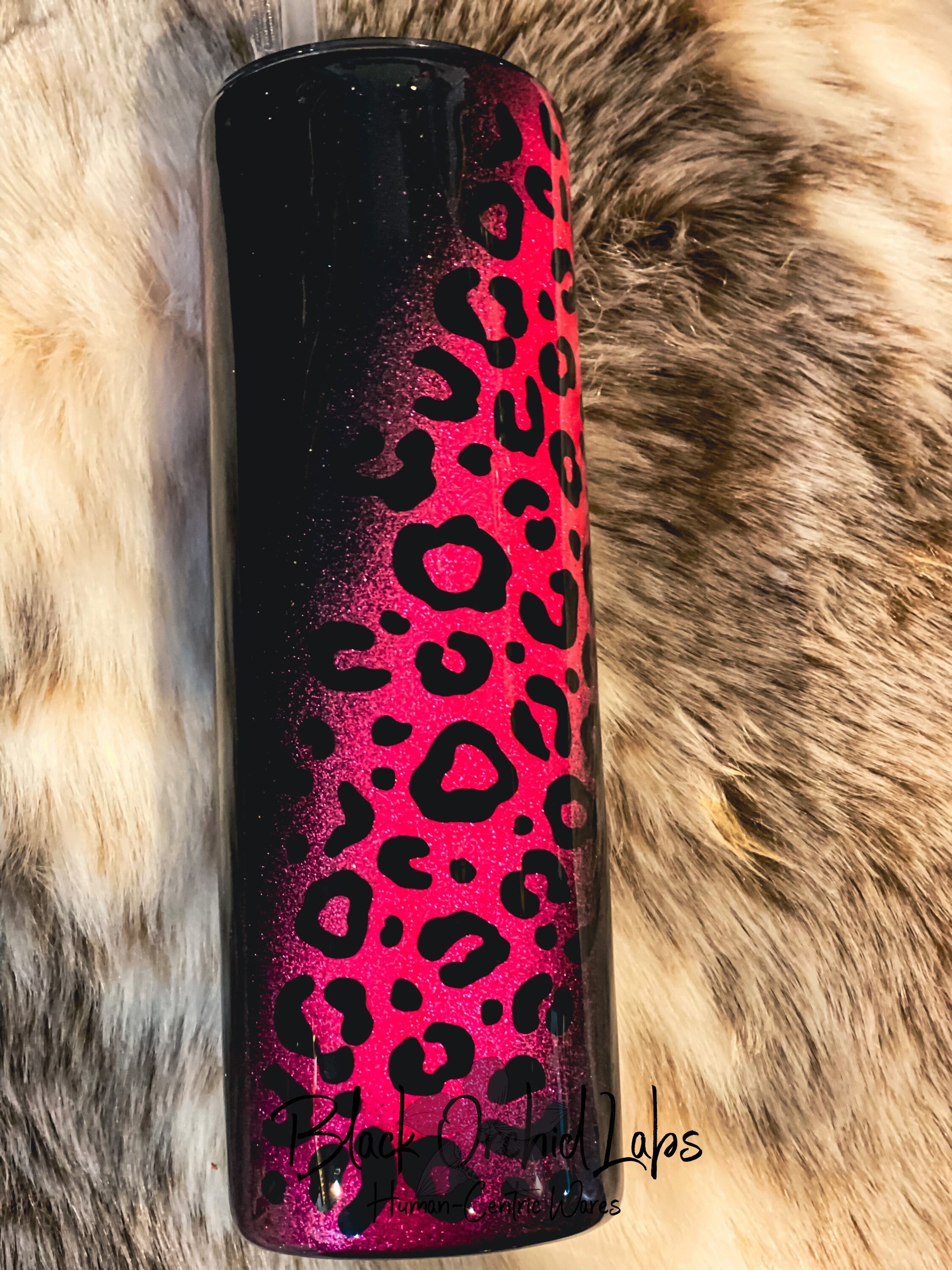 Pink Leopard Skull Glitter Tumbler, Hot Pink Cheetah Print Travel Mug, Animal Print Water Bottle, Hot Pink Water Bottle, Goth, Skull, rocker
