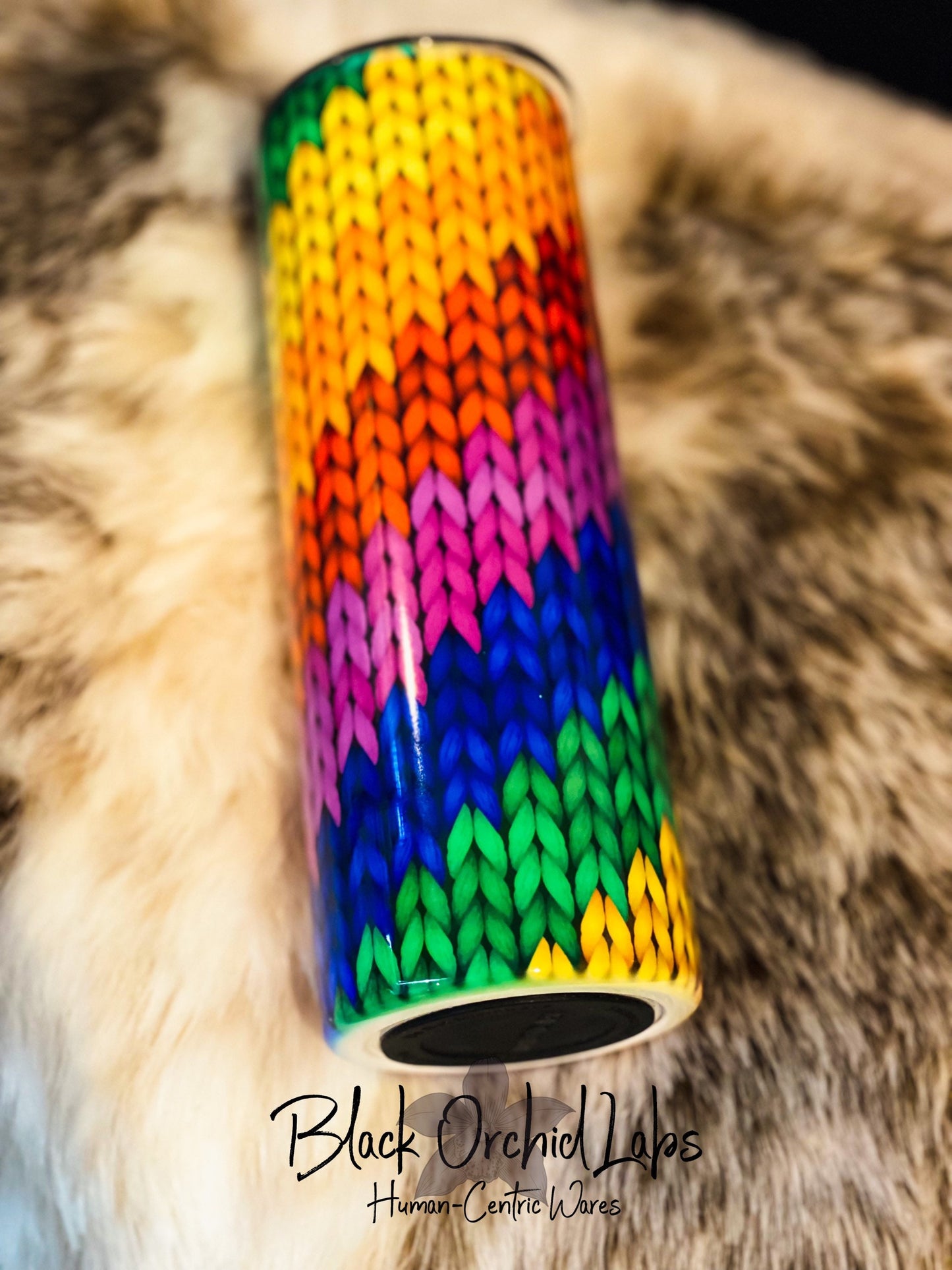Rainbow chunky crotchet tumbler, personalized tumbler, gift for her, minimalist, rainbow pride