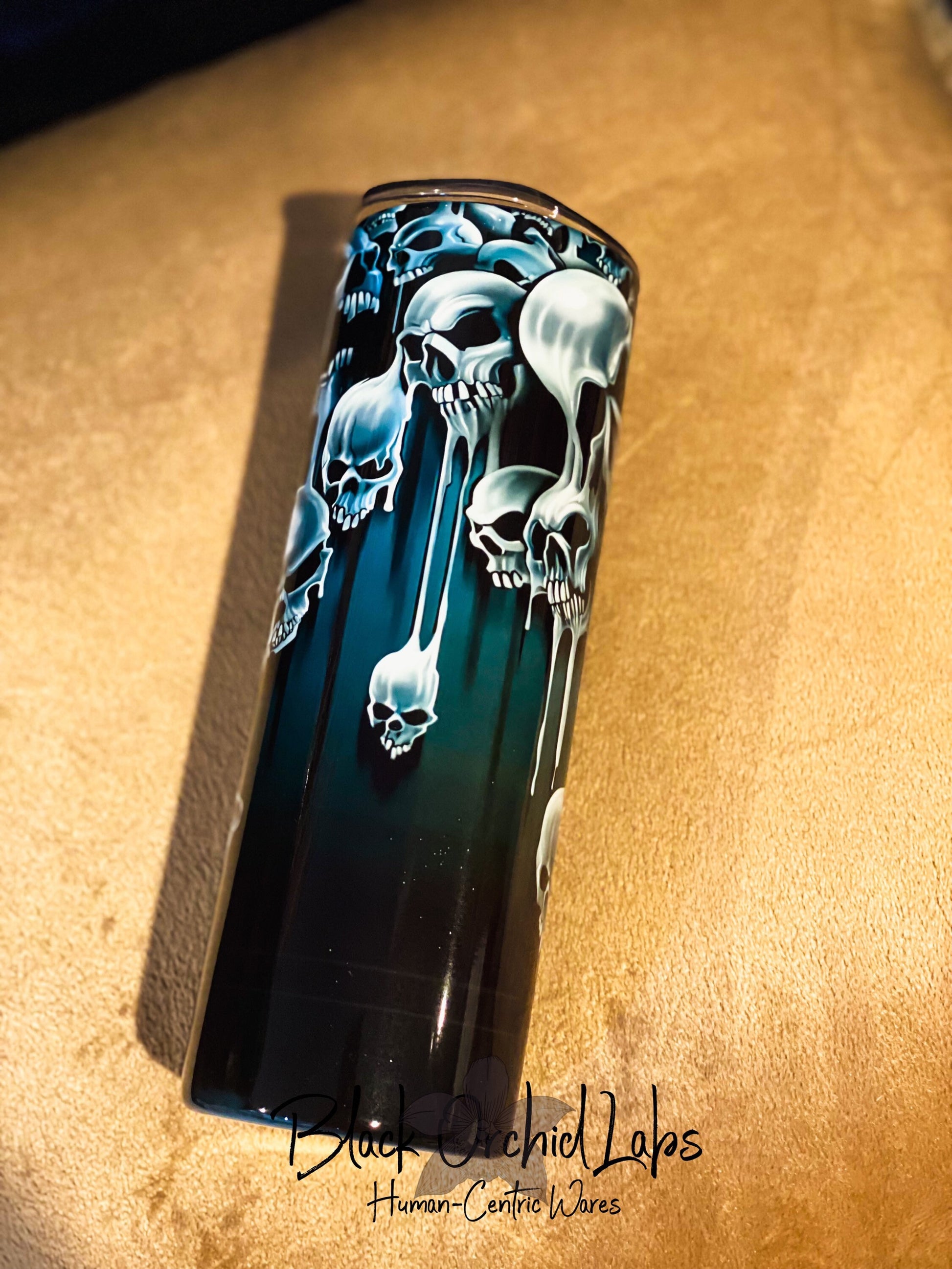 Skull Goth Tumbler, Gift for him, Biker Gift, Dripping skull, minimalist, Skull travel mug