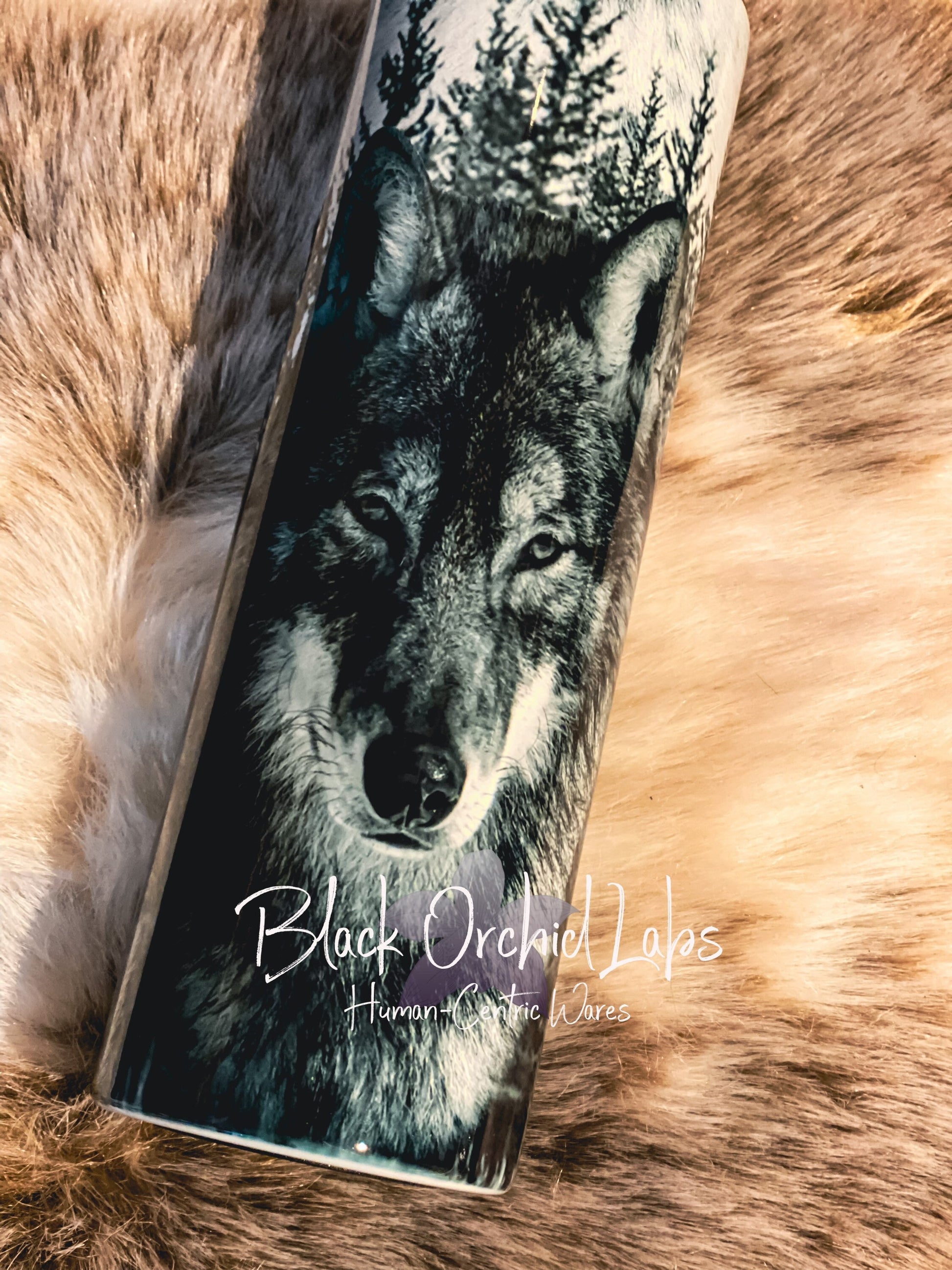 Wolf Tumbler, Wolves Travel Mug, Wolf Forest Tumbler, Realistic wolf, Gray wolf, Wolf Lover Gift, gift for man, minimalist, naturalist