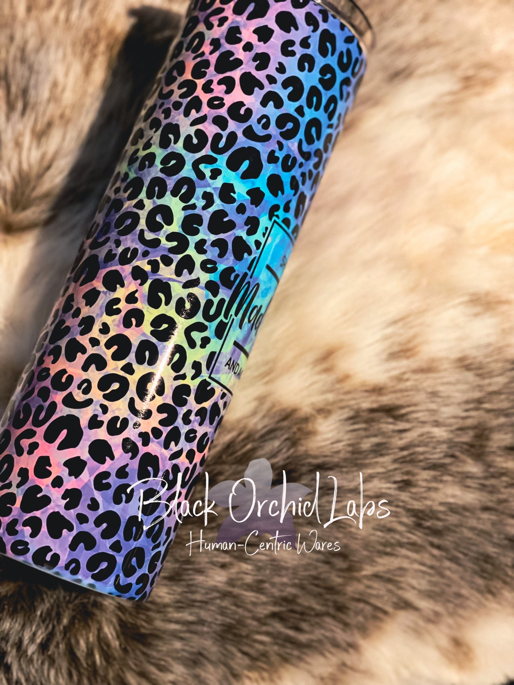 Pastel Rainbow Leopard Print Tumbler, Mad hustle, dope soul, empowerment, Colorful Cheetah Print Travel Mug, Animal Print Tumbler