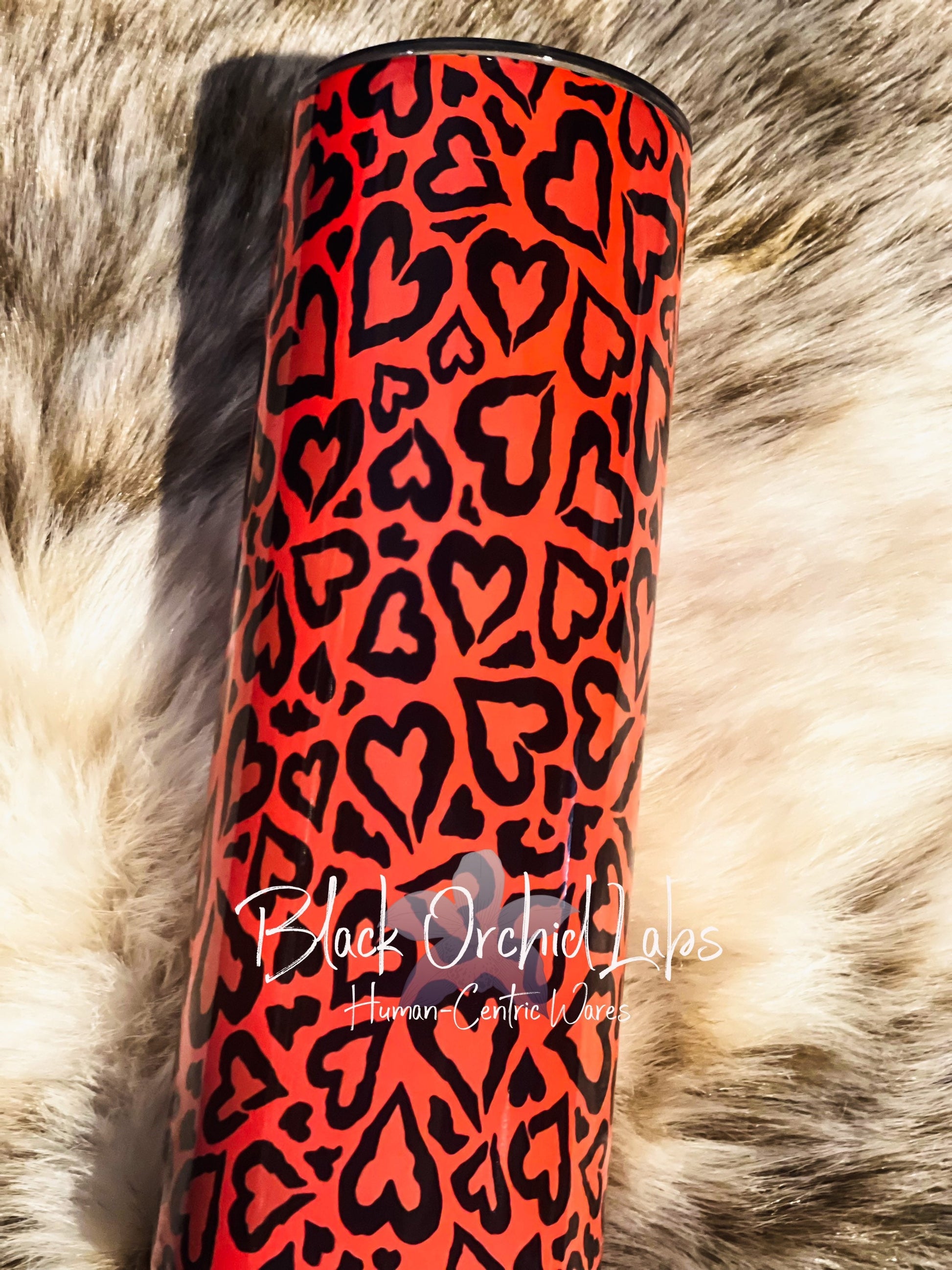 Red heart Leopard Print Tumbler, Cheetah Print Travel Mug, Animal Print Tumbler cheetah leopard water bottle, minimalist