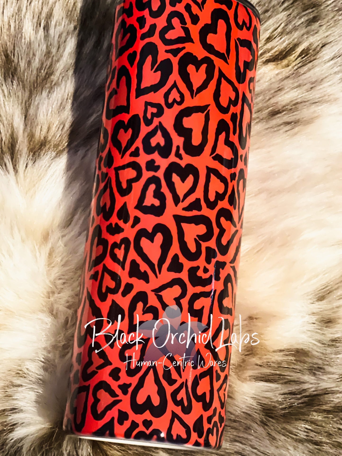 Red heart Leopard Print Tumbler, Cheetah Print Travel Mug, Animal Print Tumbler cheetah leopard water bottle, minimalist