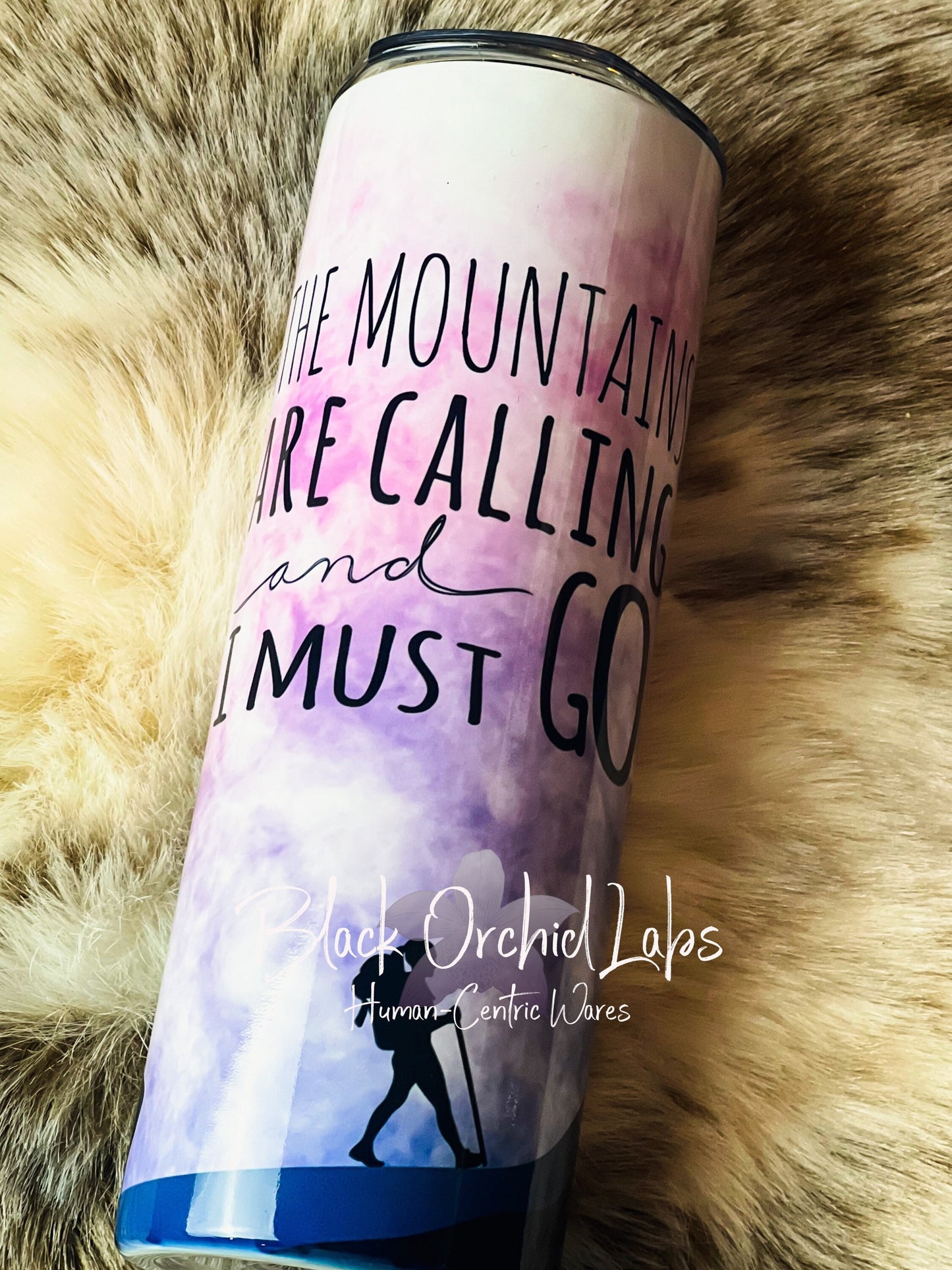 Mountain Sunset Printed Tumbler, Mountain Forest Travel Mug, Mountains are Calling, Outdoors Print Tumbler, Hiker gift, climber gift