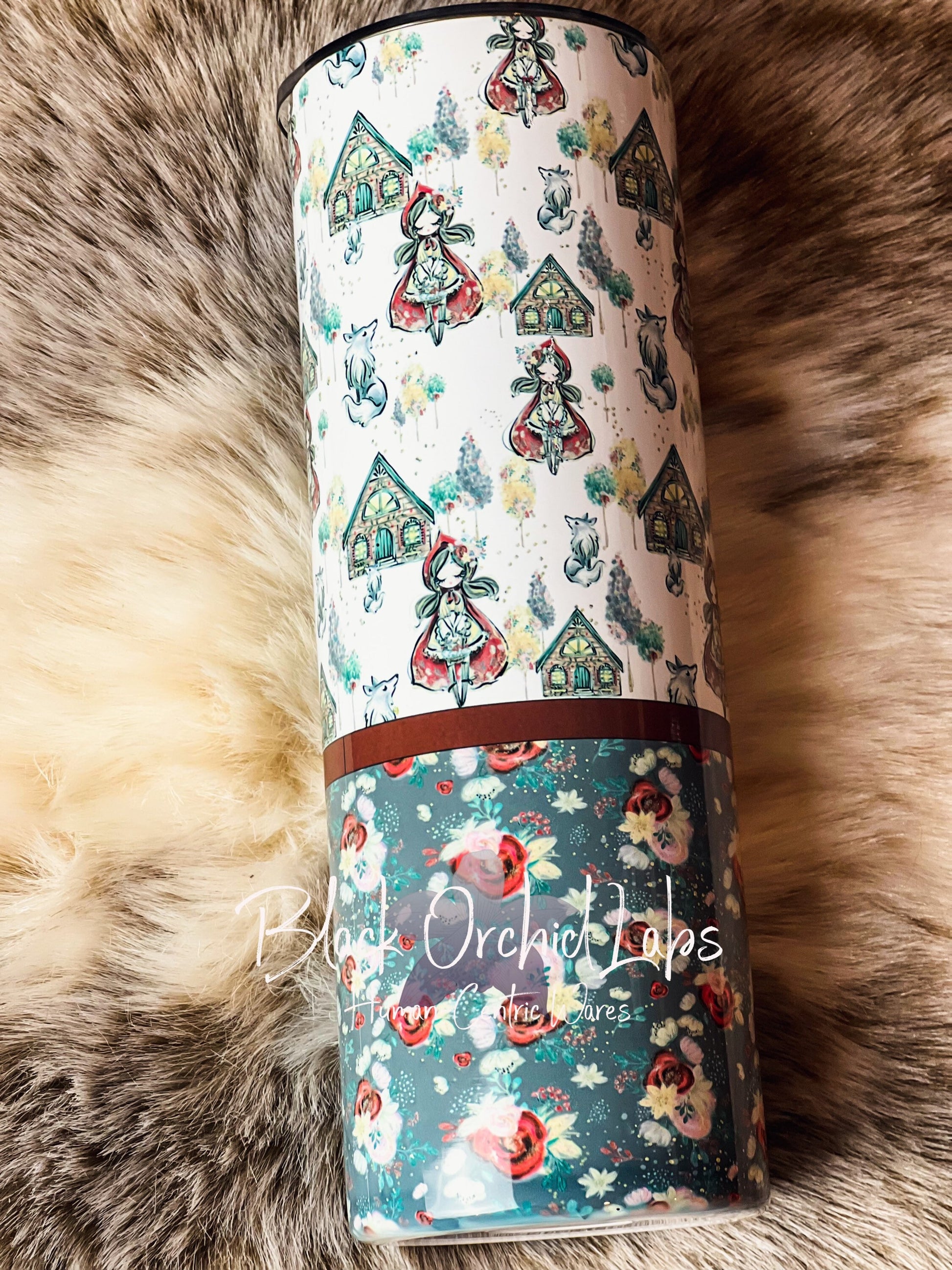 Red Riding Hood Dark Academia Tumbler, wolf Travel Mug, Fairytale, Gift for Reader, Riding hood bookish gift, Dark Fantasy Tumbler