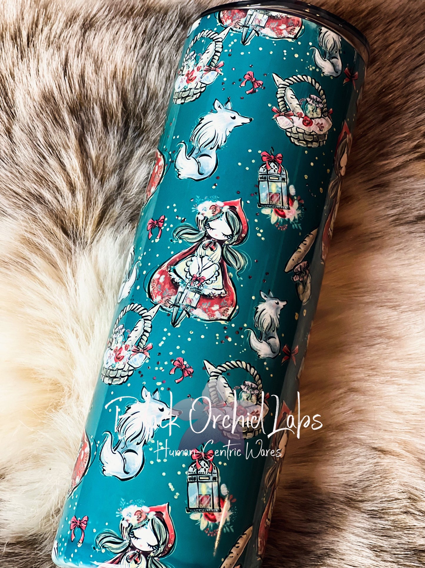 Red Riding Hood Dark Academia Tumbler, wolf Travel Mug, Fairytale, Gift for Reader, Riding hood bookish gift, Dark Fantasy Tumbler