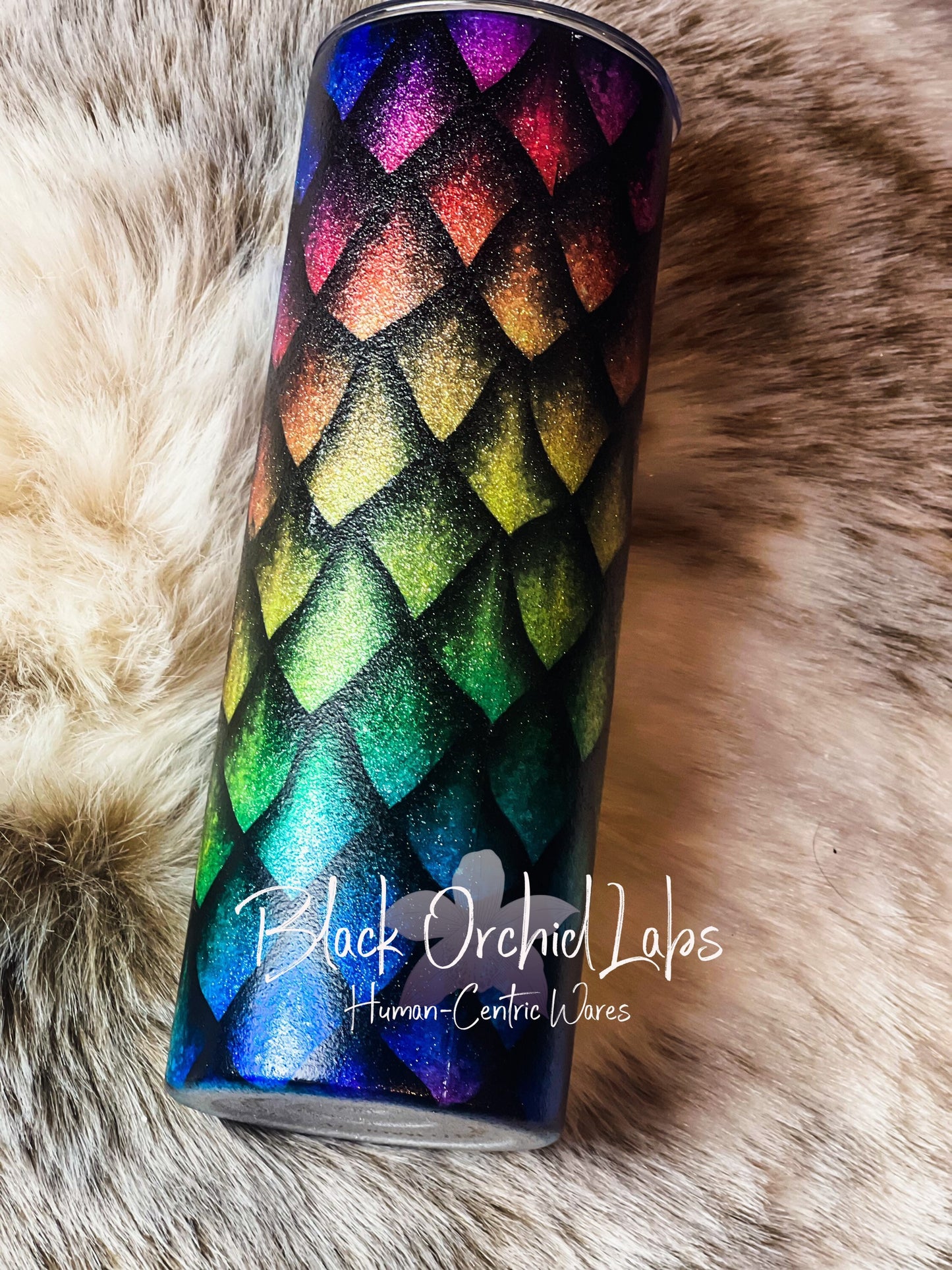 Rainbow Tumbler, Dragon, Mermaid Scale Glitter Tumbler, fantasy, gift for her, gift for him, pride, LGBTQ