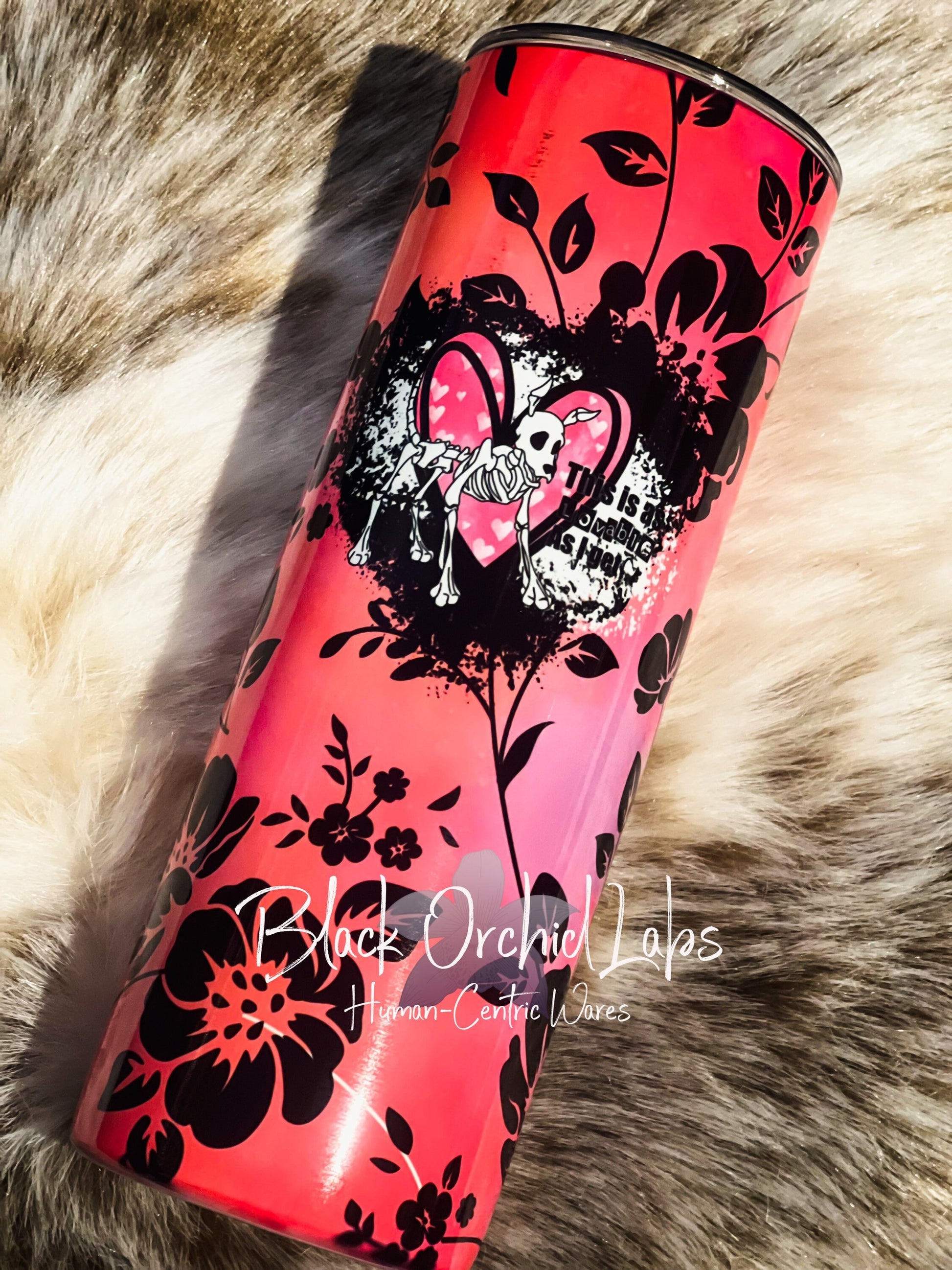 Goth heart Printed Tumbler, Wiccan Travel Mug, Gothic Print Tumbler, minimalist goth tumbler