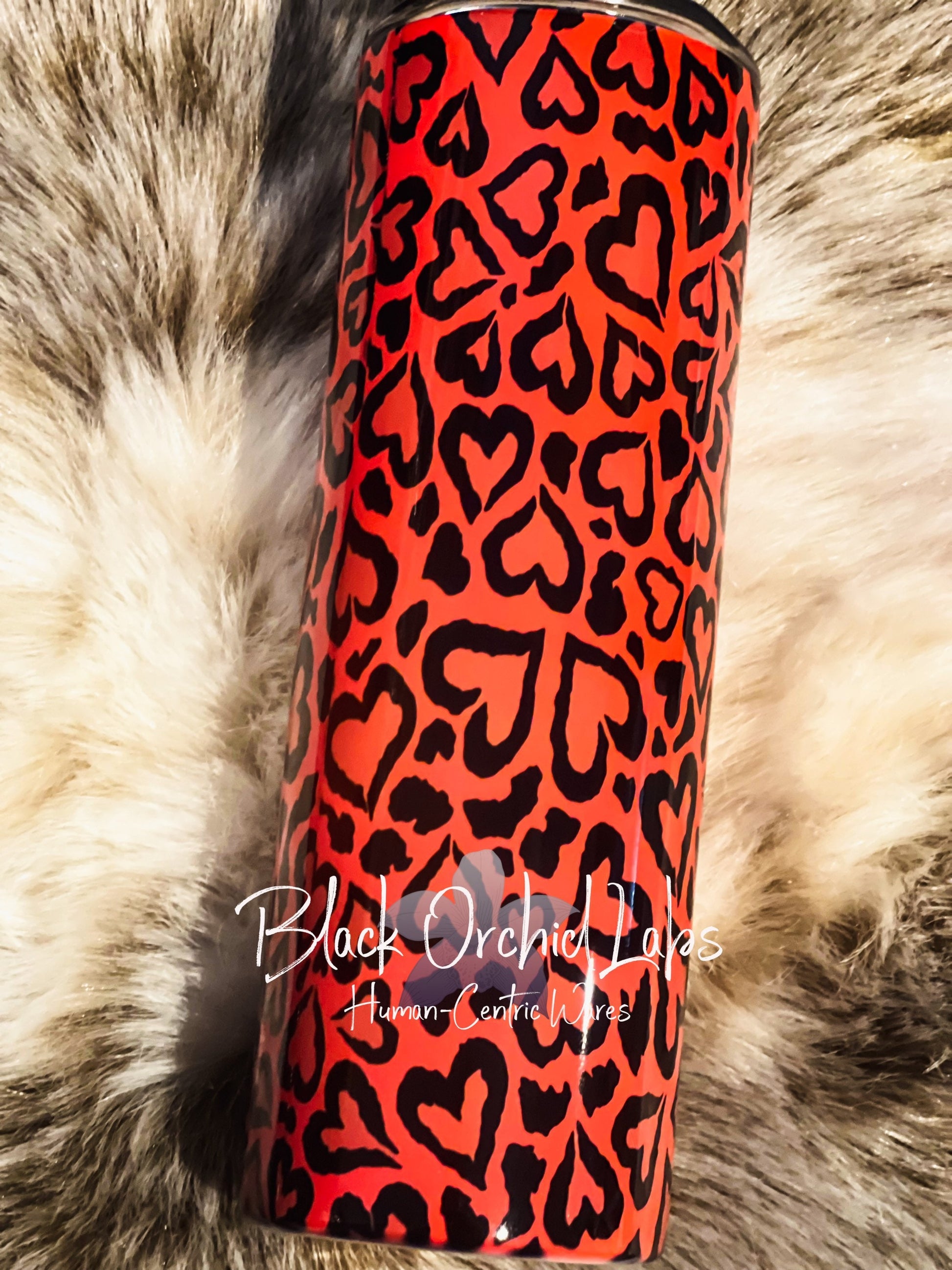 Red heart Leopard Print Tumbler, Cheetah Print Travel Mug, Animal Print Tumbler cheetah leopard water bottle, minimalist