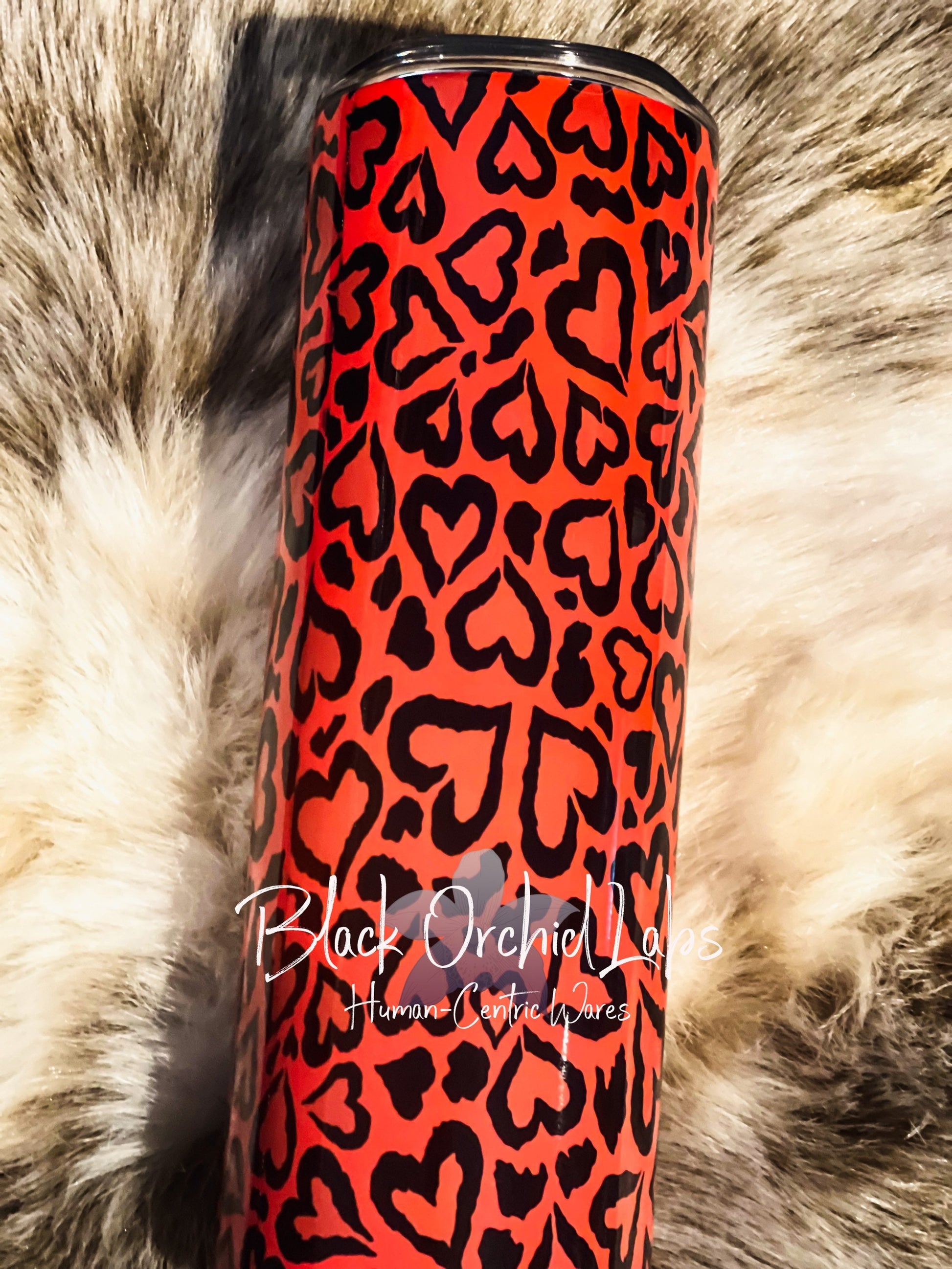 Red heart Leopard Print Tumbler, Cheetah Print Travel Mug, Animal Print Tumbler cheetah leopard water bottle, minimalist