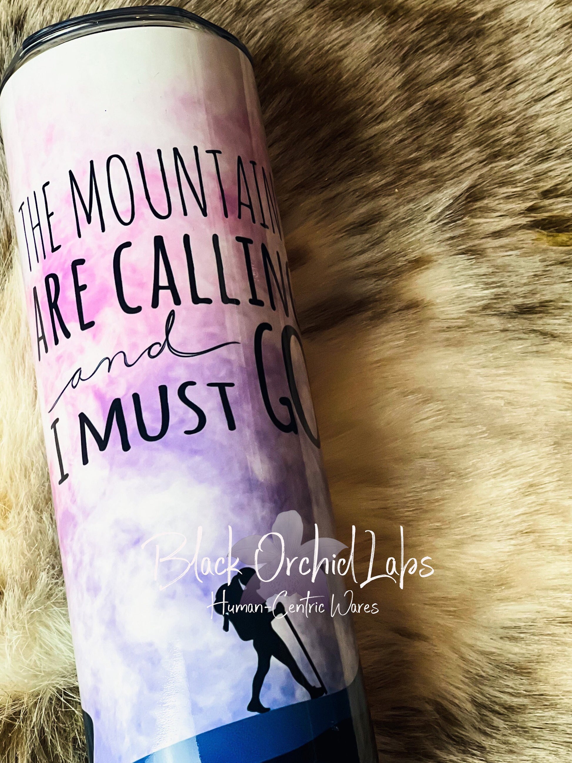 Mountain Sunset Printed Tumbler, Mountain Forest Travel Mug, Mountains are Calling, Outdoors Print Tumbler, Hiker gift, climber gift