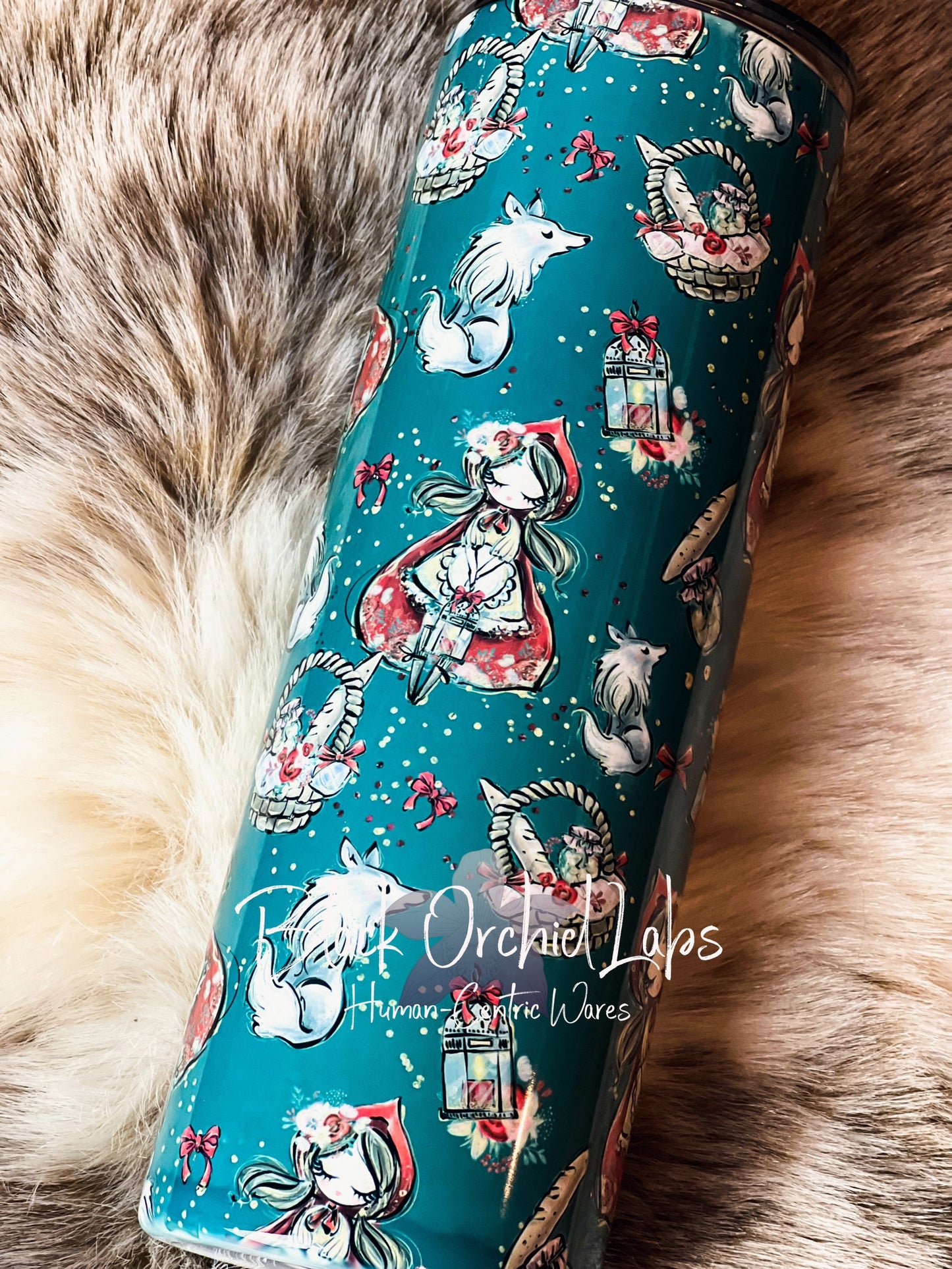 Red Riding Hood Dark Academia Tumbler, wolf Travel Mug, Fairytale, Gift for Reader, Riding hood bookish gift, Dark Fantasy Tumbler