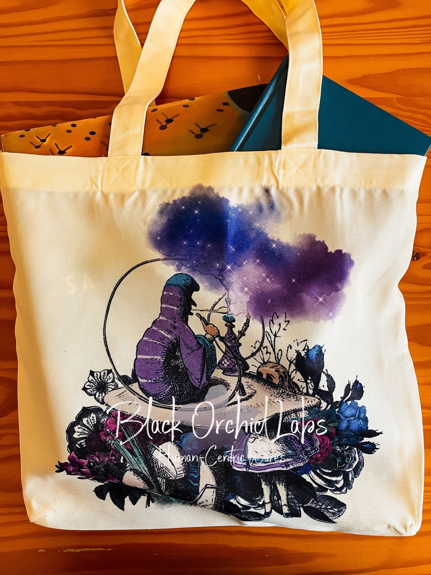 Alice in Wonderland | Polyester tote bag, grocery bag | gift | book bag | steampunk Alice | dark alice in wonderland | reusable tote bag