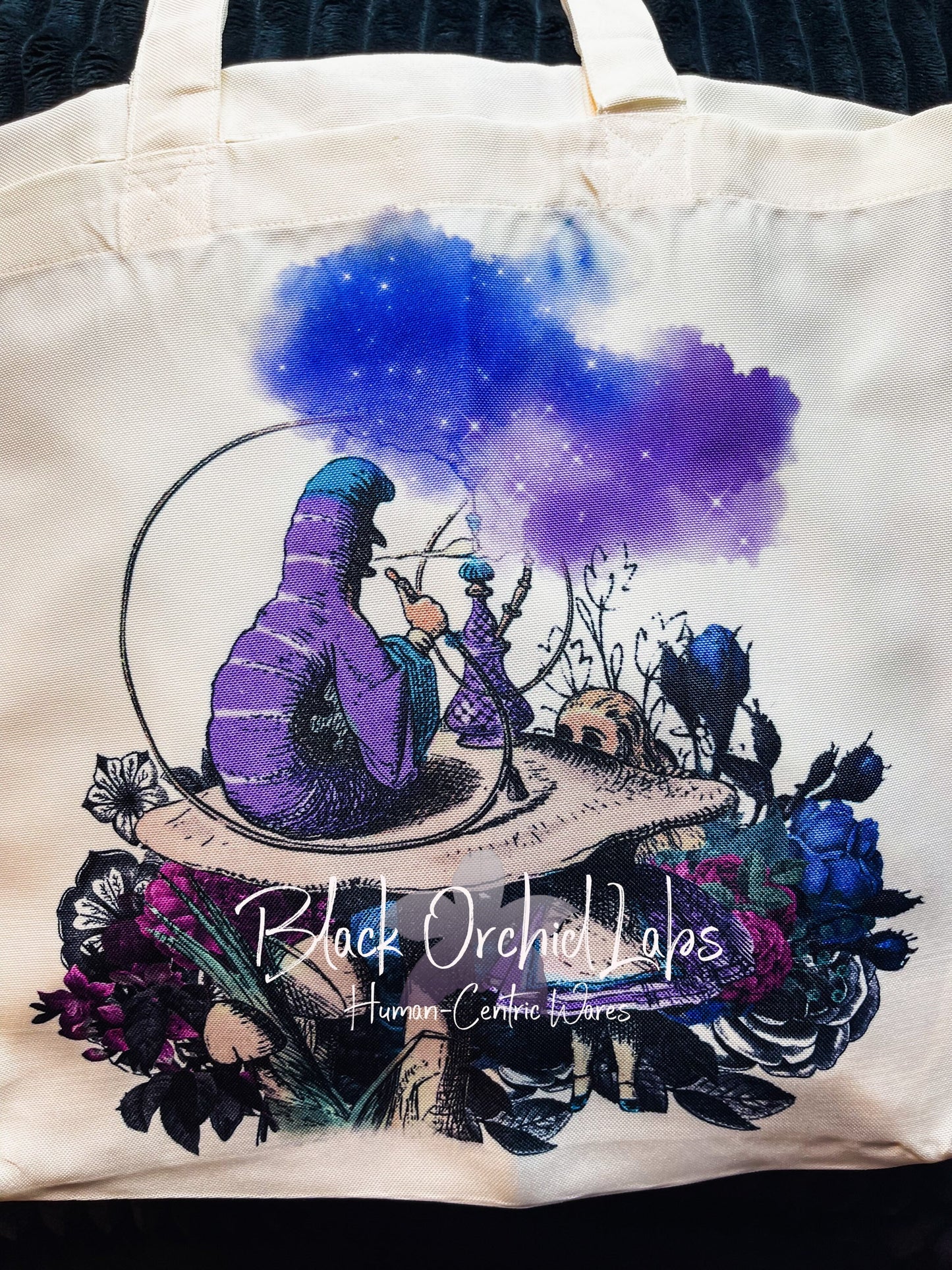 Alice in Wonderland | Polyester tote bag, grocery bag | gift | book bag | steampunk Alice | dark alice in wonderland | reusable tote bag