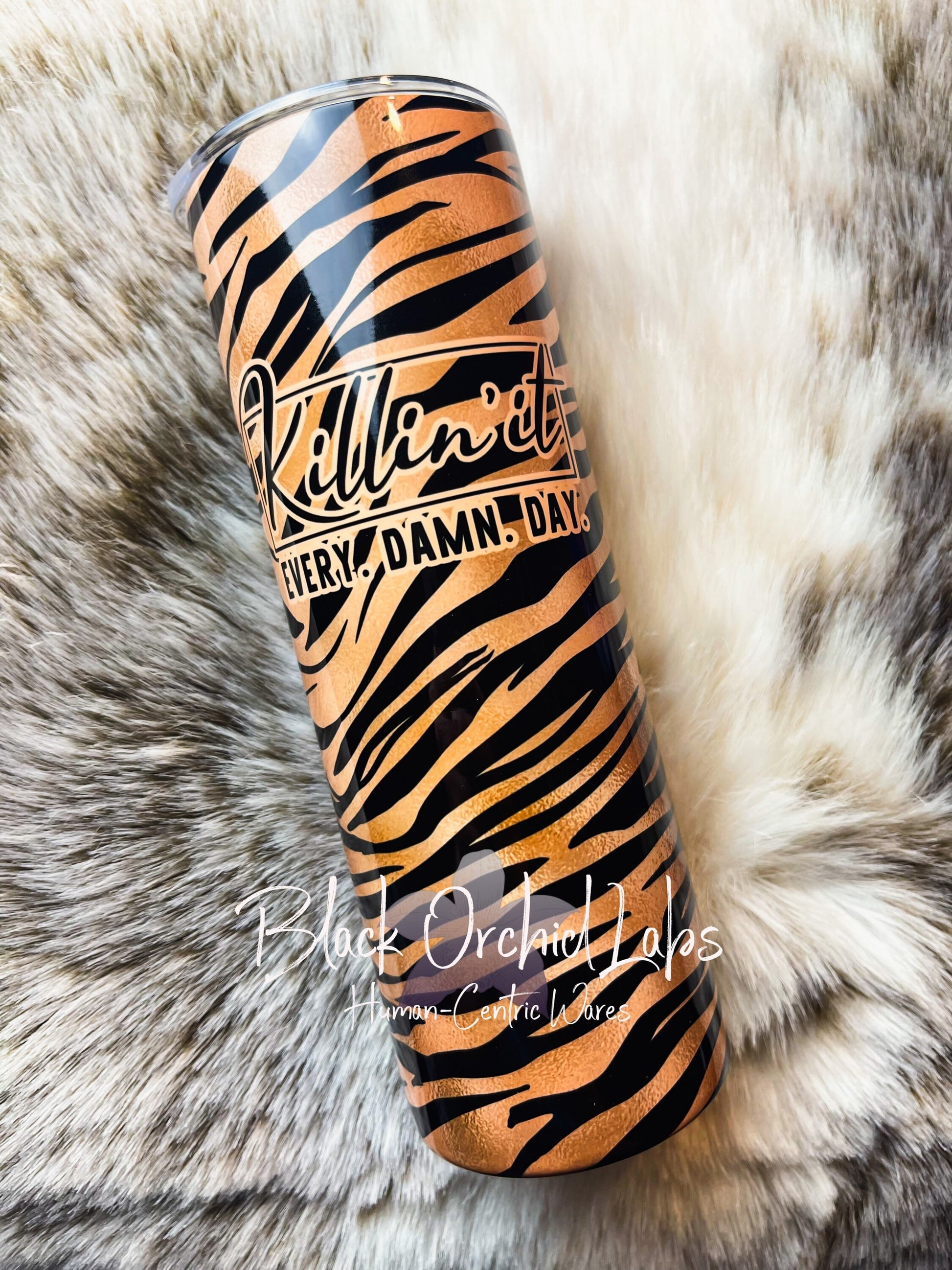 Empowerment, feminist Tumbler, inspirational message, Travel Mug, strong woman, survivor gift, tiger print, minimalist, animal print