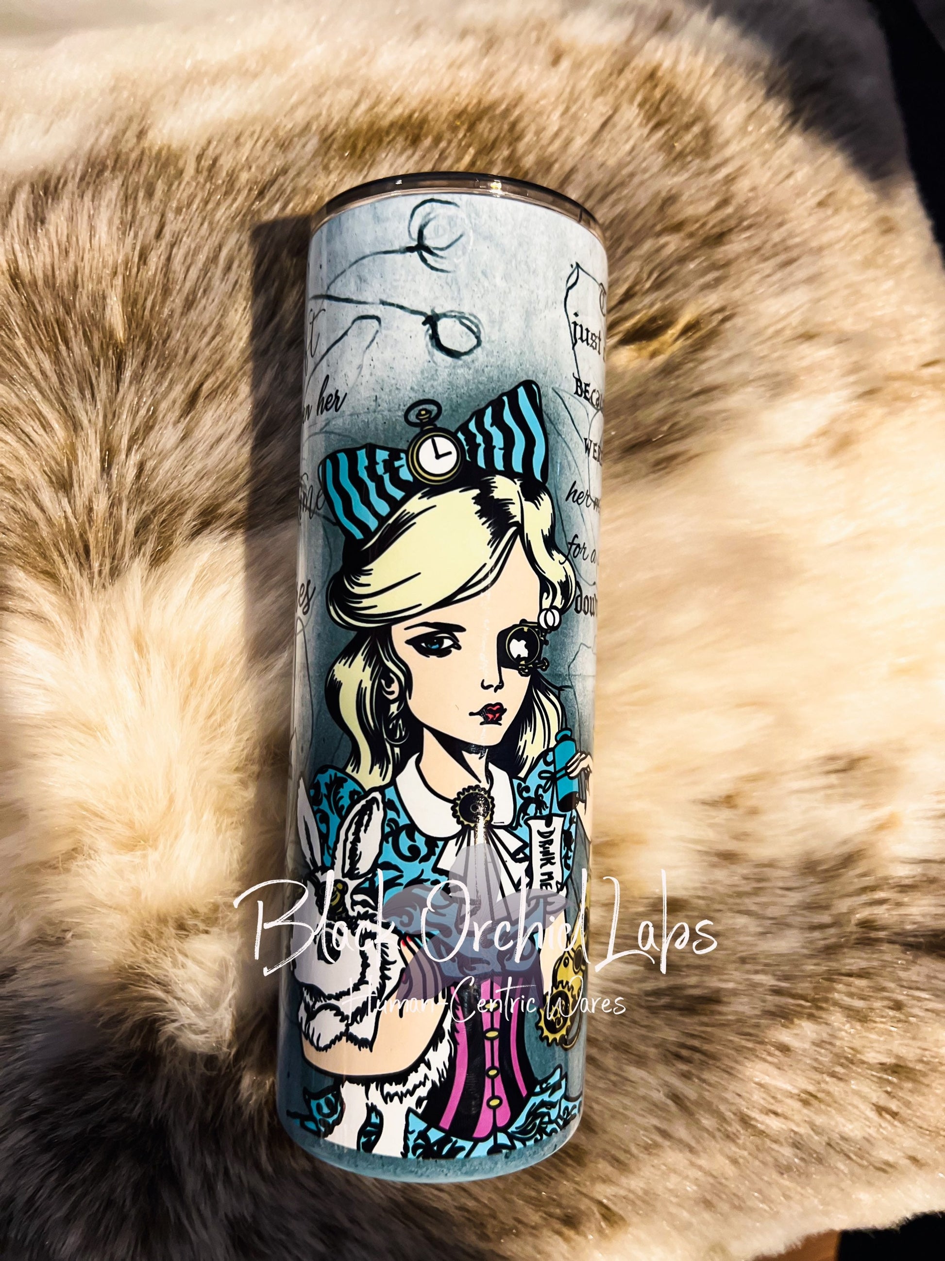 Dark Academia, Alice in Wonderland Tumbler, Personalized tumbler, Mug, White Rabbit Tumbler, Hatter, Gift for her, minimalist, Bookish