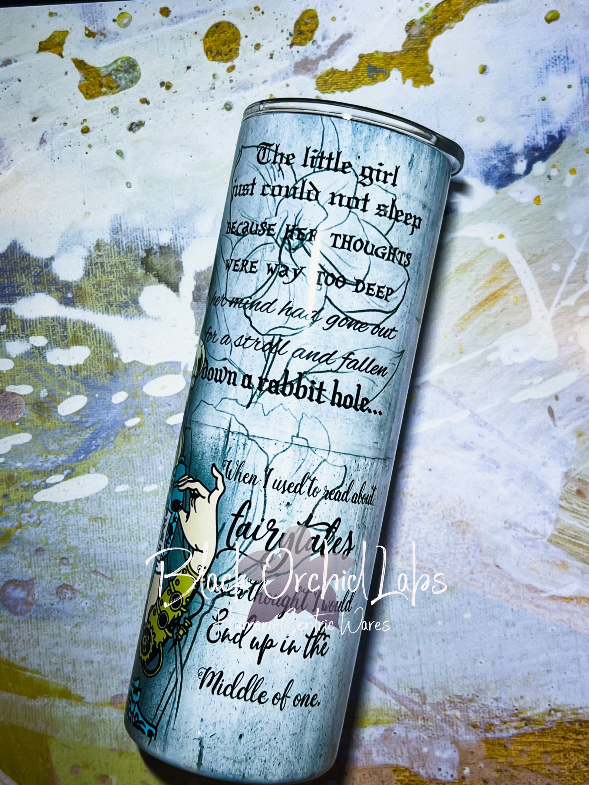 Dark Academia, Alice in Wonderland Tumbler, Personalized tumbler, Mug, White Rabbit Tumbler, Hatter, Gift for her, minimalist, Bookish