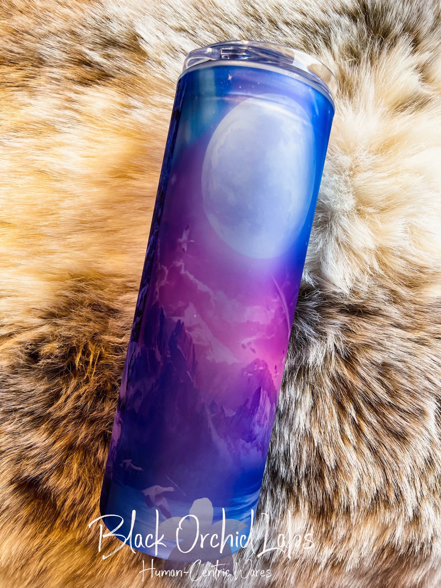 Howling Wolf Tumbler, Lunar wolf travel mug, nature, nature, cottagecore, wolves, gift for her, gift for him, minimalist, wolf gift