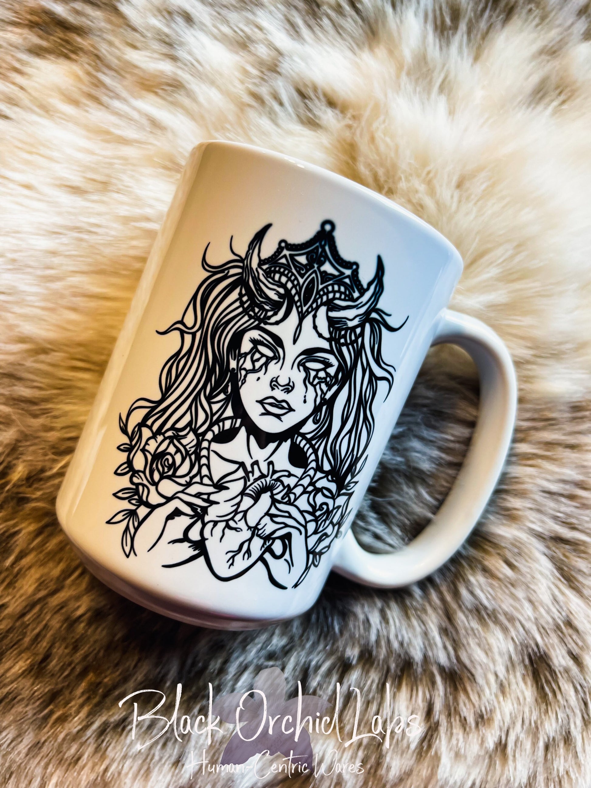 Dark Goddess Ceramic Coffee Mug, Goth goddess Message, Coffee Cup, Ceramic 15oz large coffee mug steampunk, Dark Wiccan