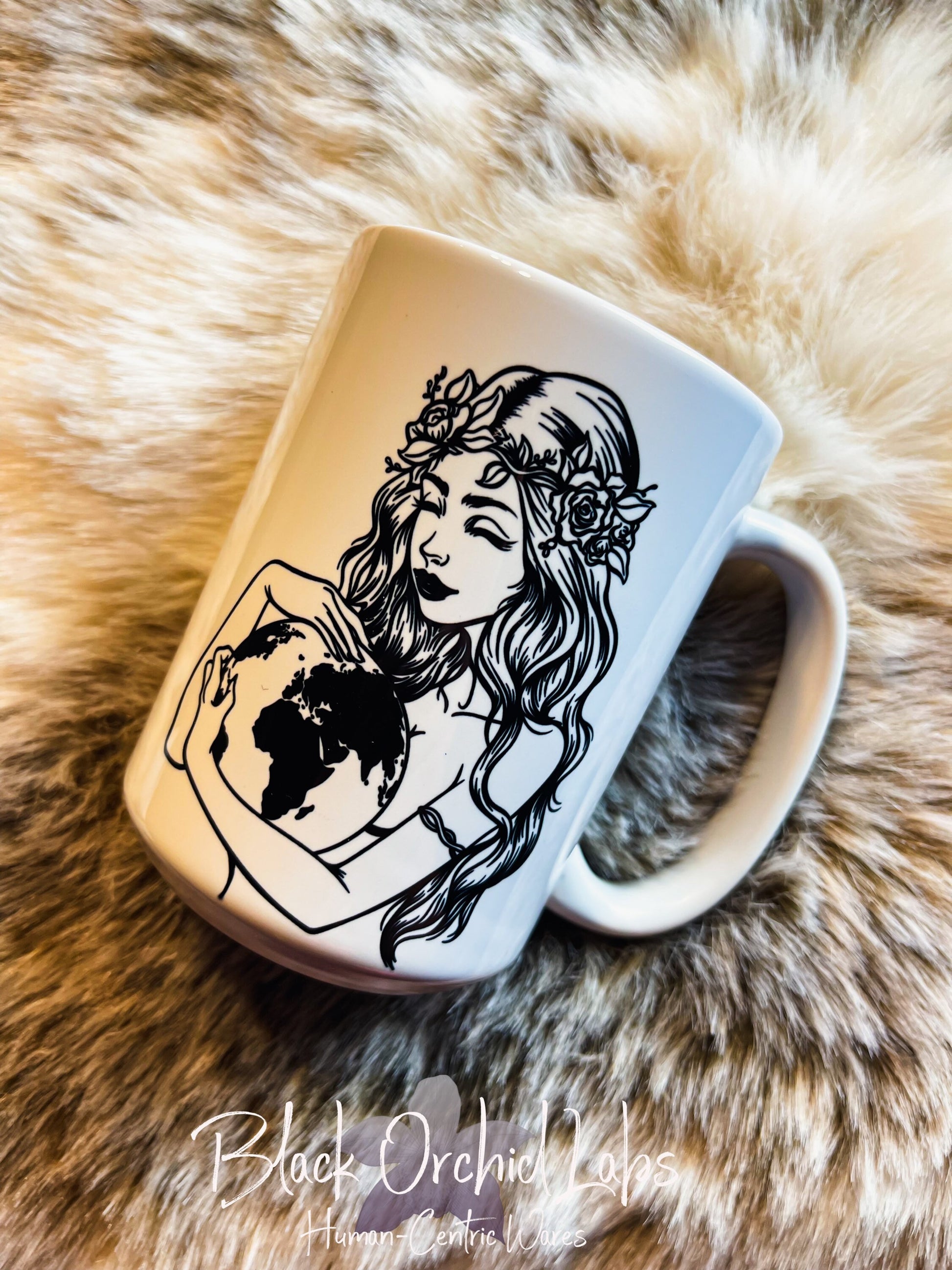 Moon Goddess Ceramic Coffee Mug, Goth goddess Message, Coffee Cup, Ceramic 15oz large coffee mug steampunk, Mother Earth